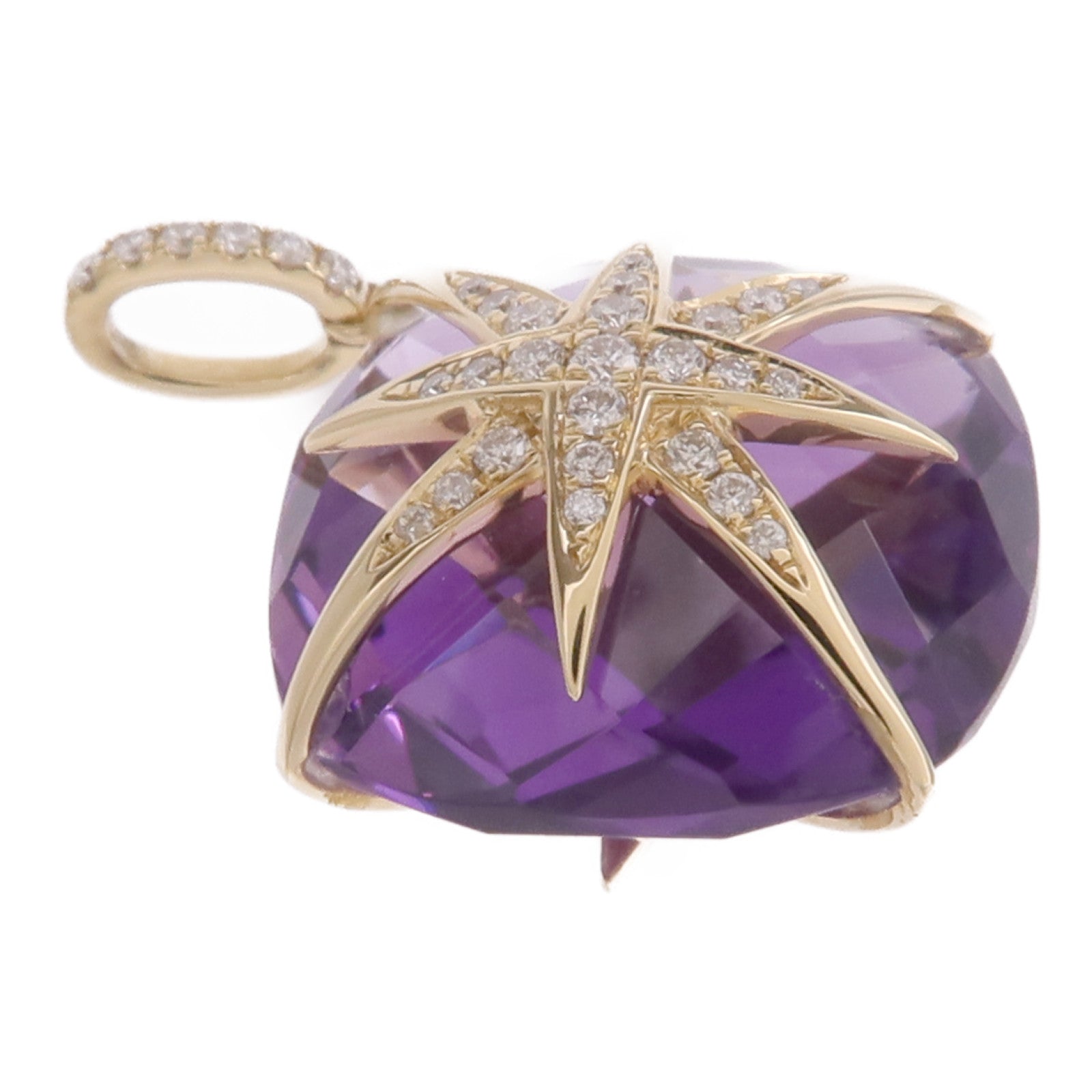 JEWELRY 18K黃金Amethyst Pendant Top紫晶/鑽石吊墜