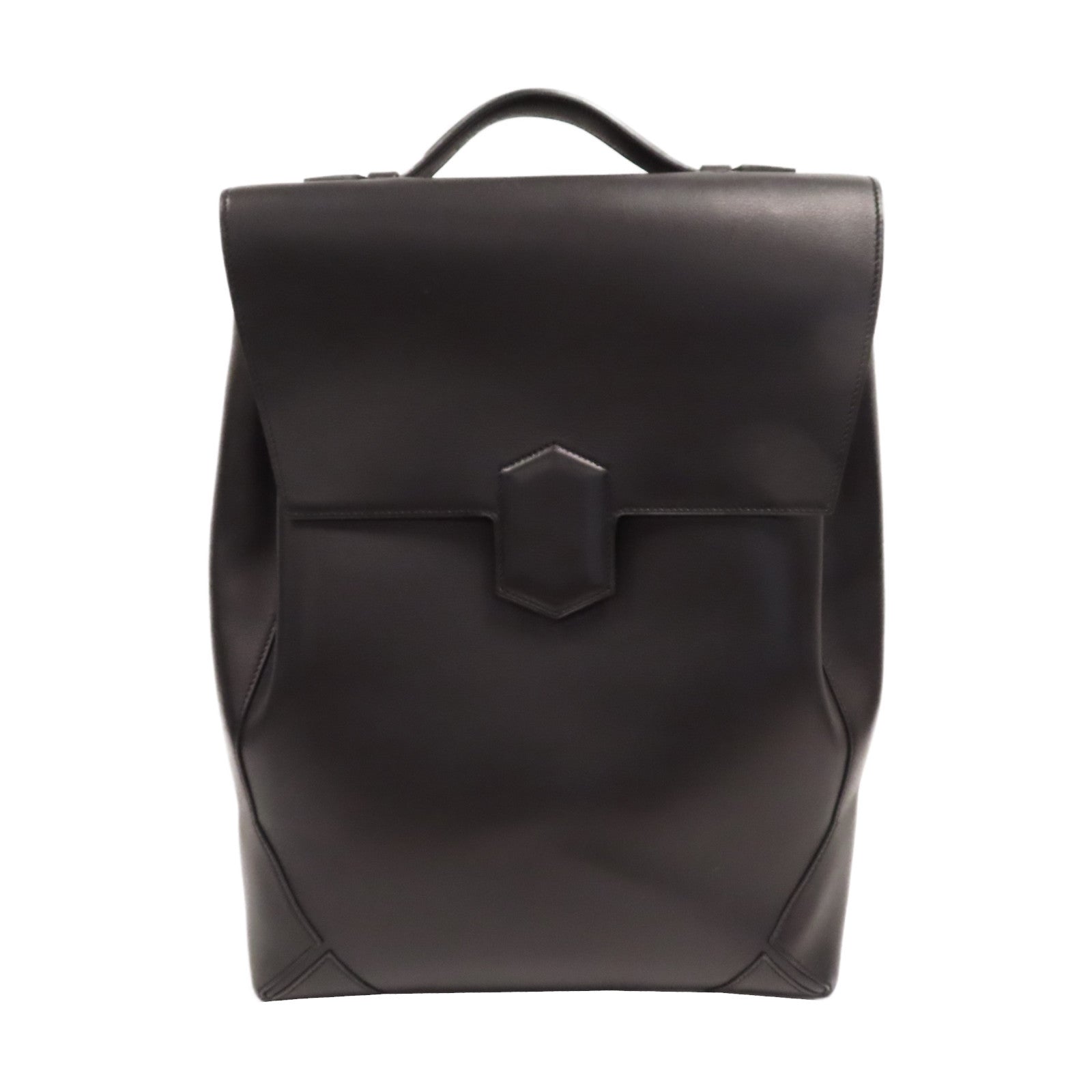 HERMES Evergrain皮革Flash Backpack銀扣背包黑色