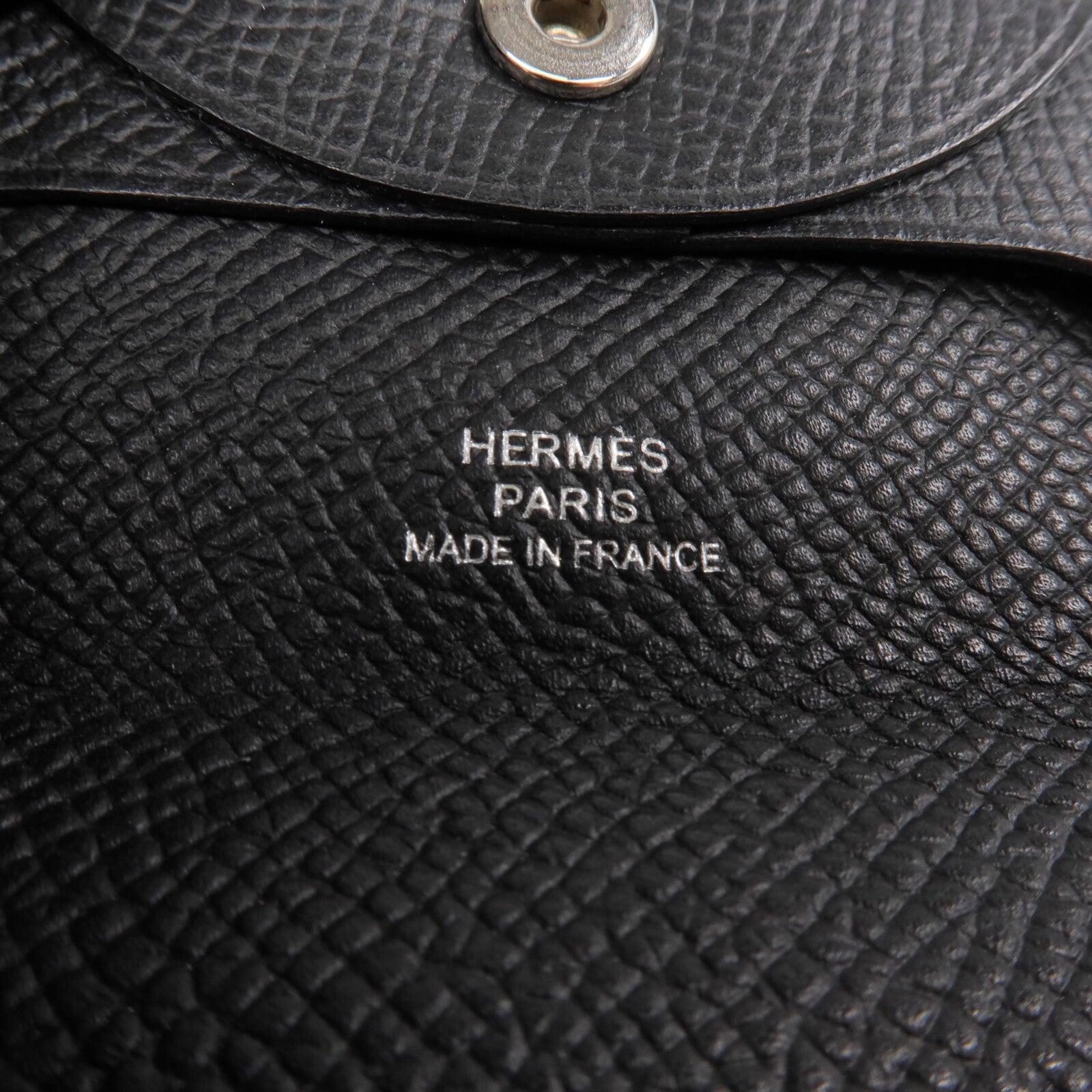 HERMES 【激減優惠】Epsom皮革Bastia銀扣零錢包Noir
