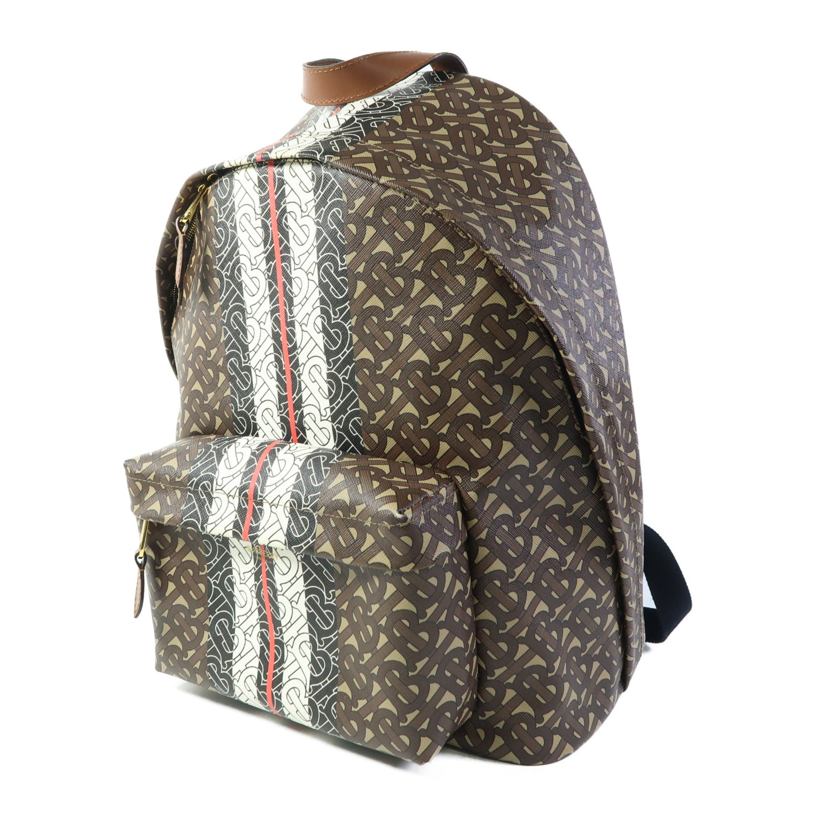 BURBERRY 塗層帆布TB Monogarm Stripe Backpack金扣背包