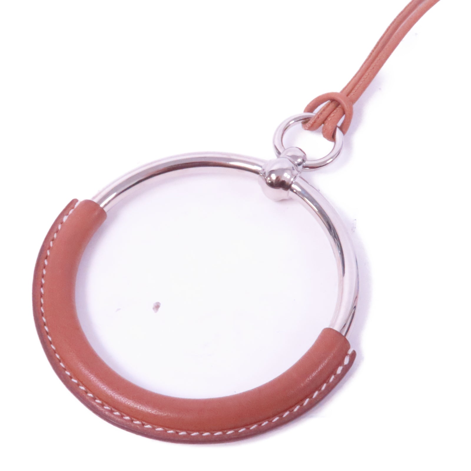 HERMES 【激減優惠】皮革/金屬Necklace項鍊啡色/銀色