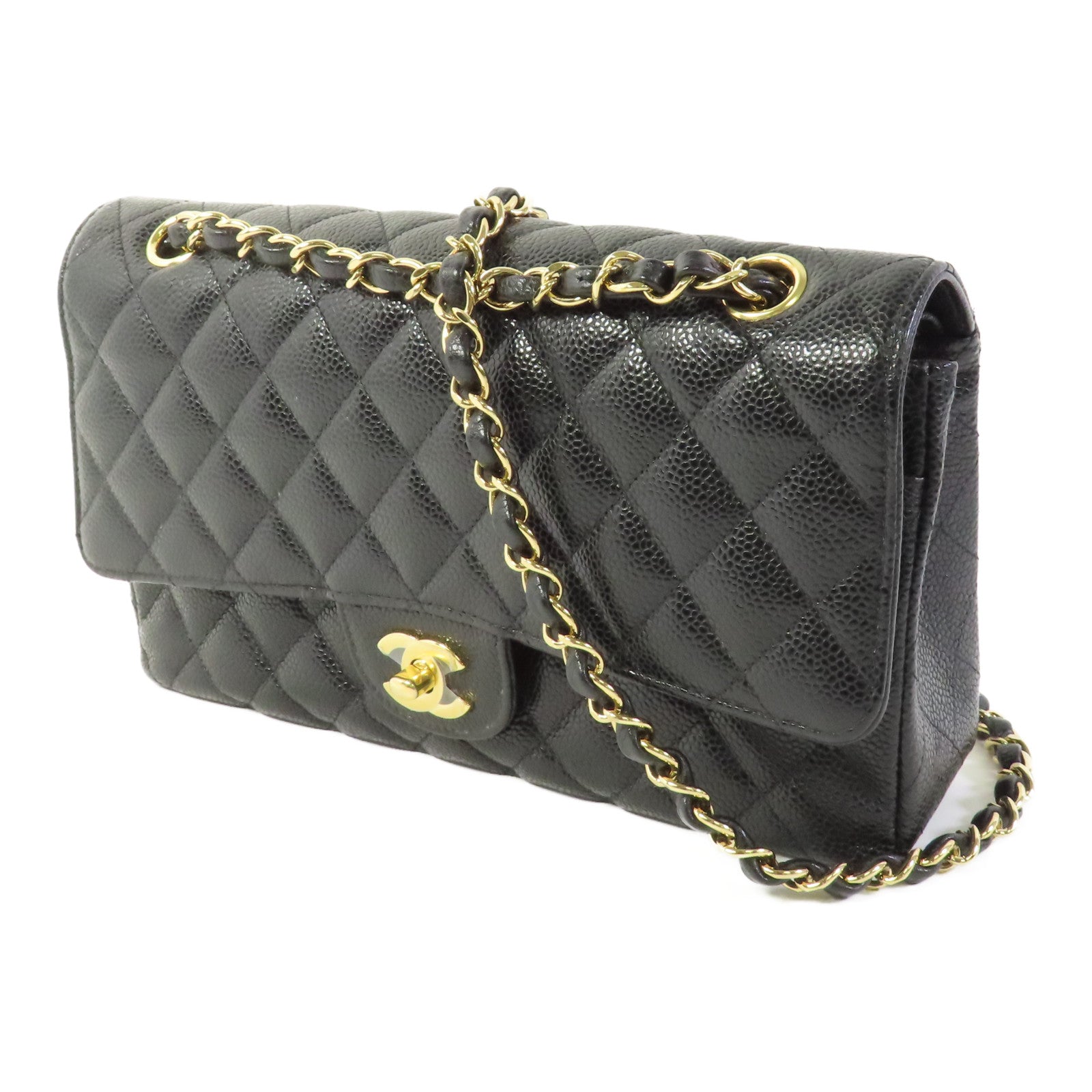 CHANEL CC GHW Classic 25 Chain Shoulder Bag Calfskin Leather Black