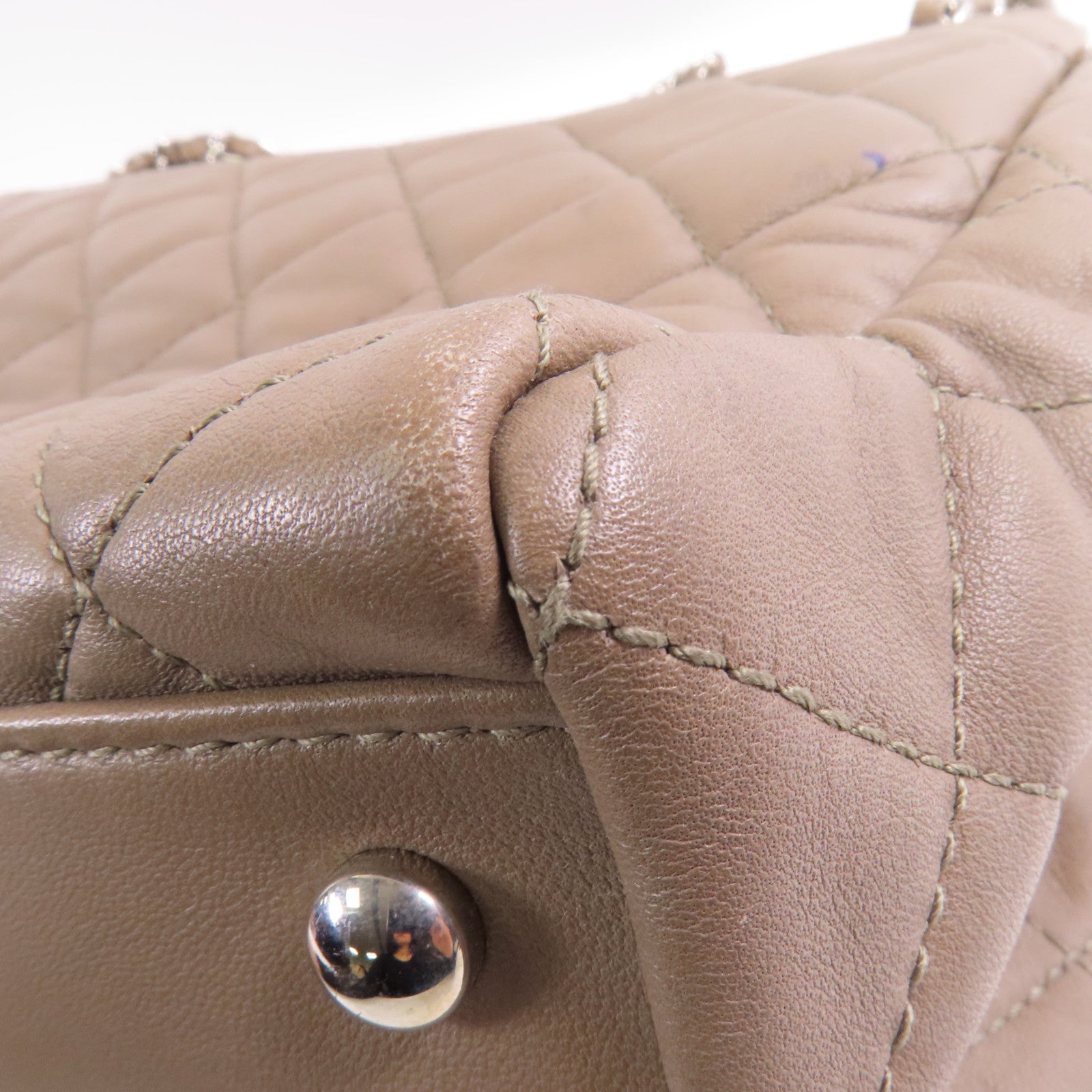 CHANEL 牛皮皮革Chain Shoulder銀扣鏈帶肩背袋