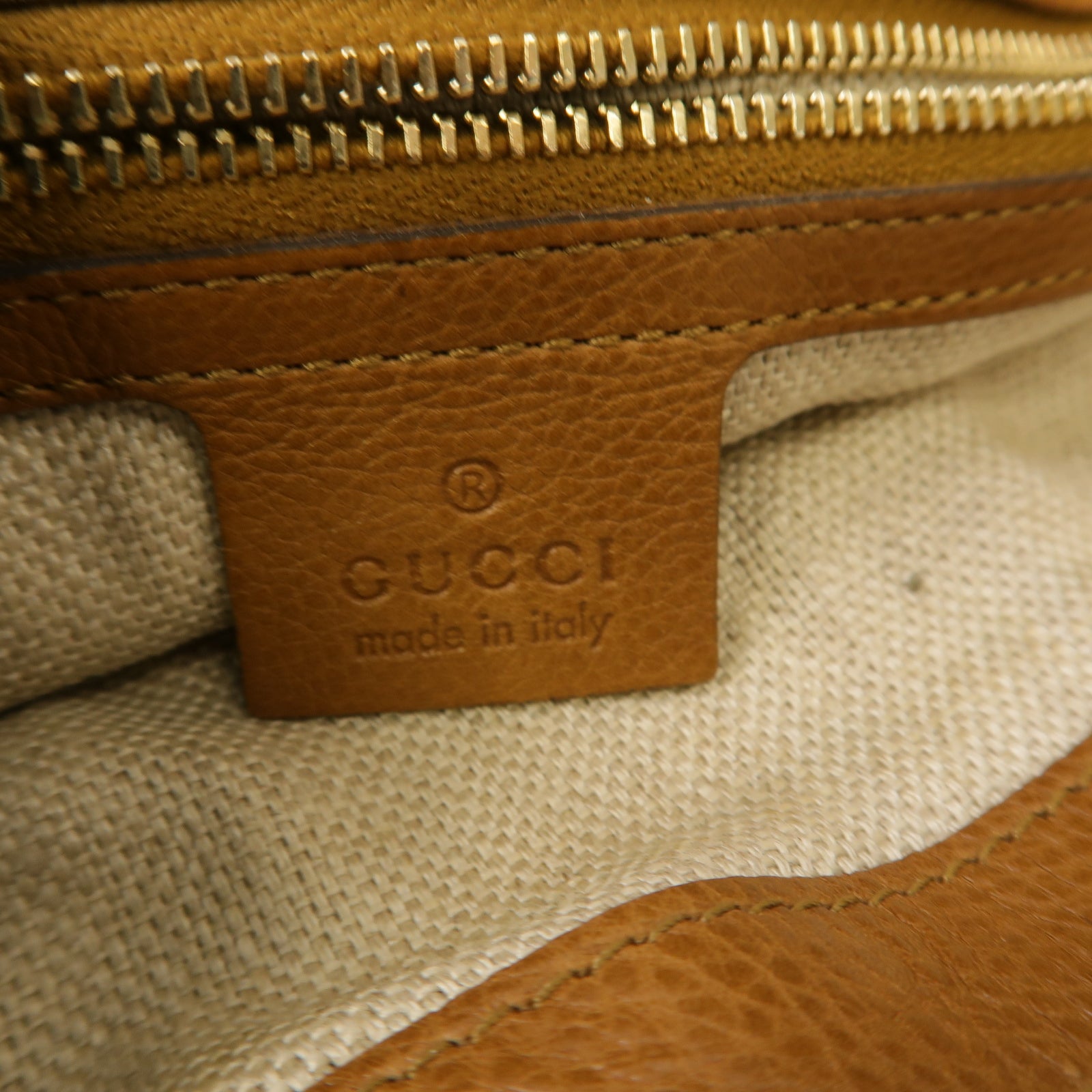 GUCCI 帆布/皮革Marrakech Flap Messenger Bag金扣肩背袋啡色
