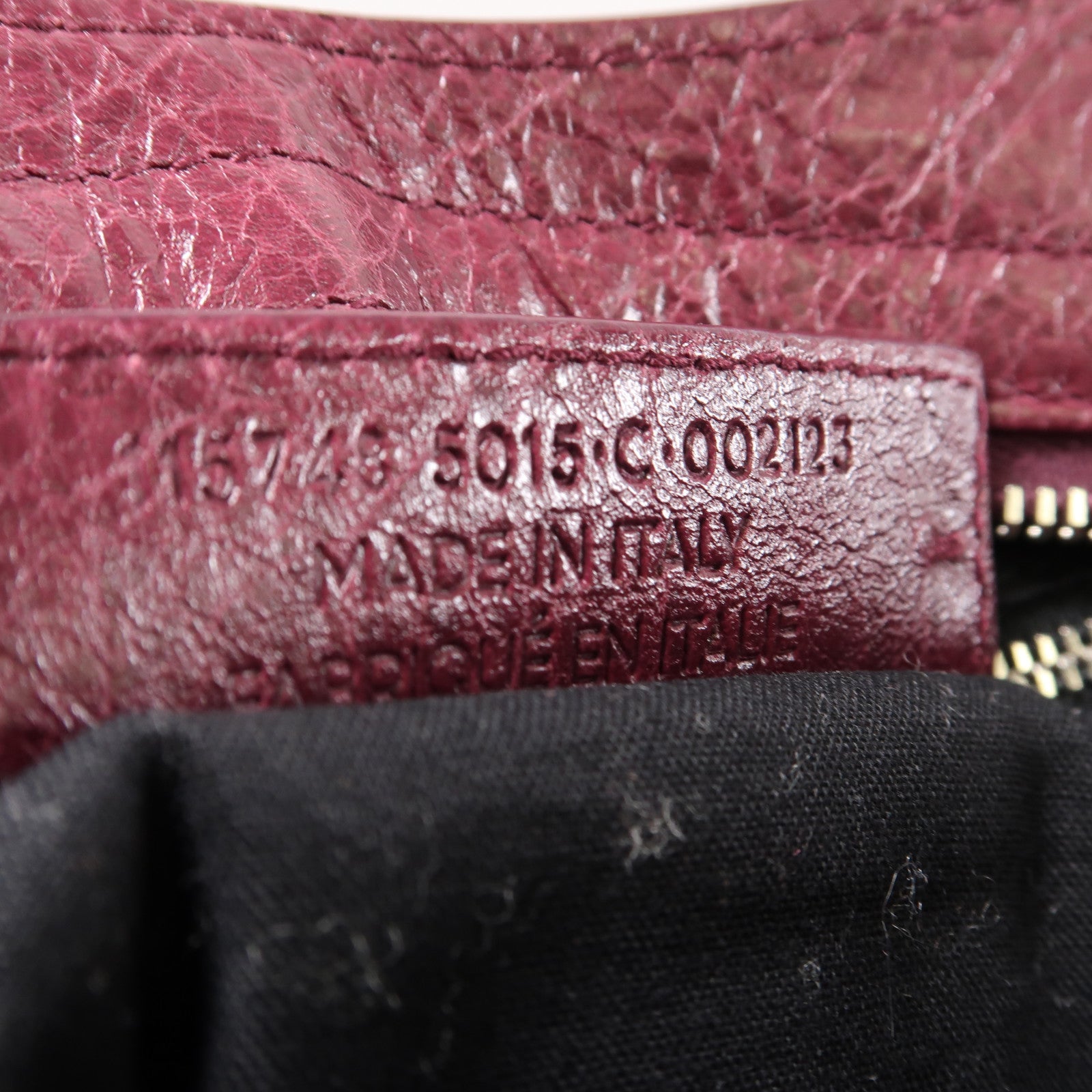 BALENCIAGA 皮革City銀扣手挽肩背兩用袋酒紅色