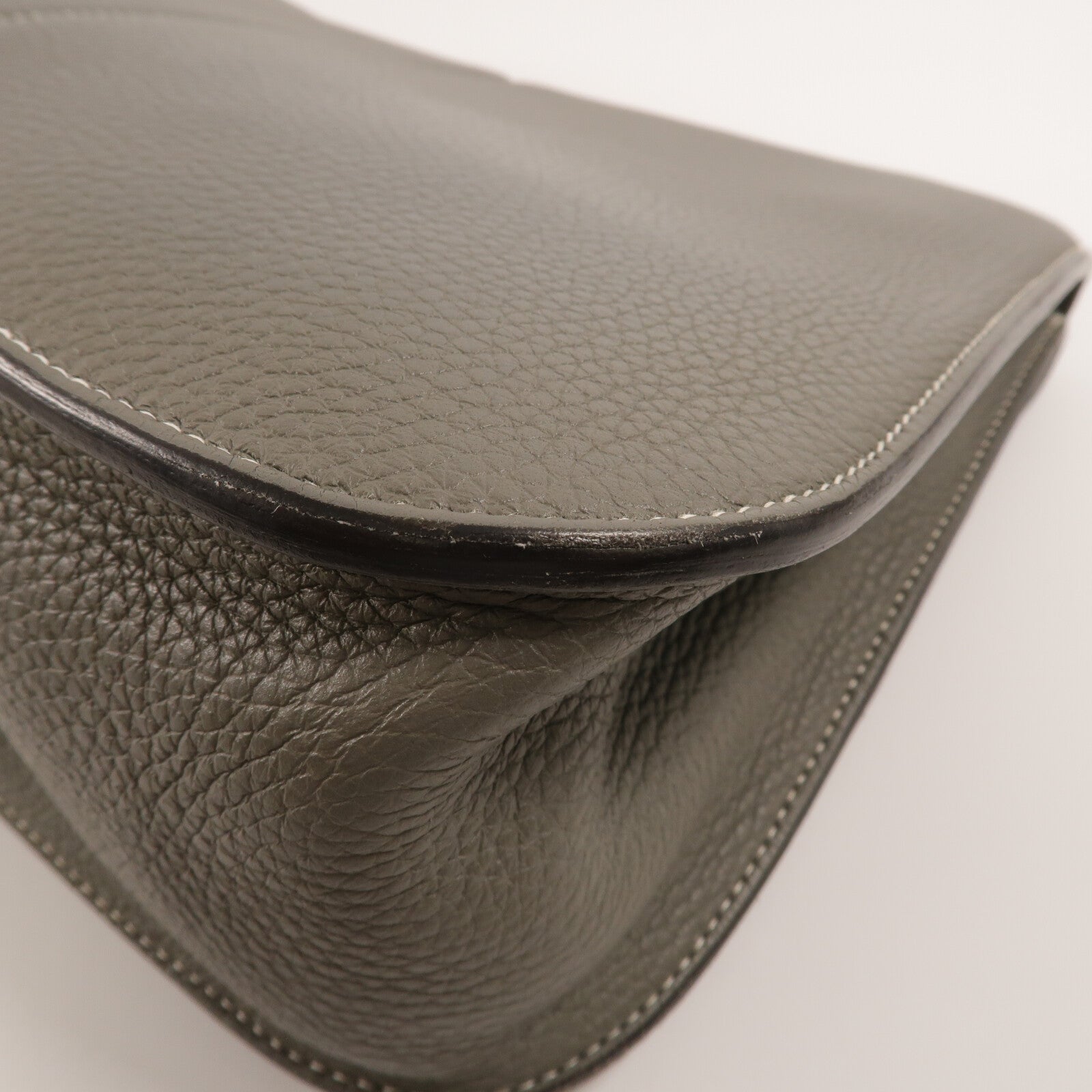 HERMES Clemence皮革Halzan 31手挽肩背兩用袋Gris Meyer