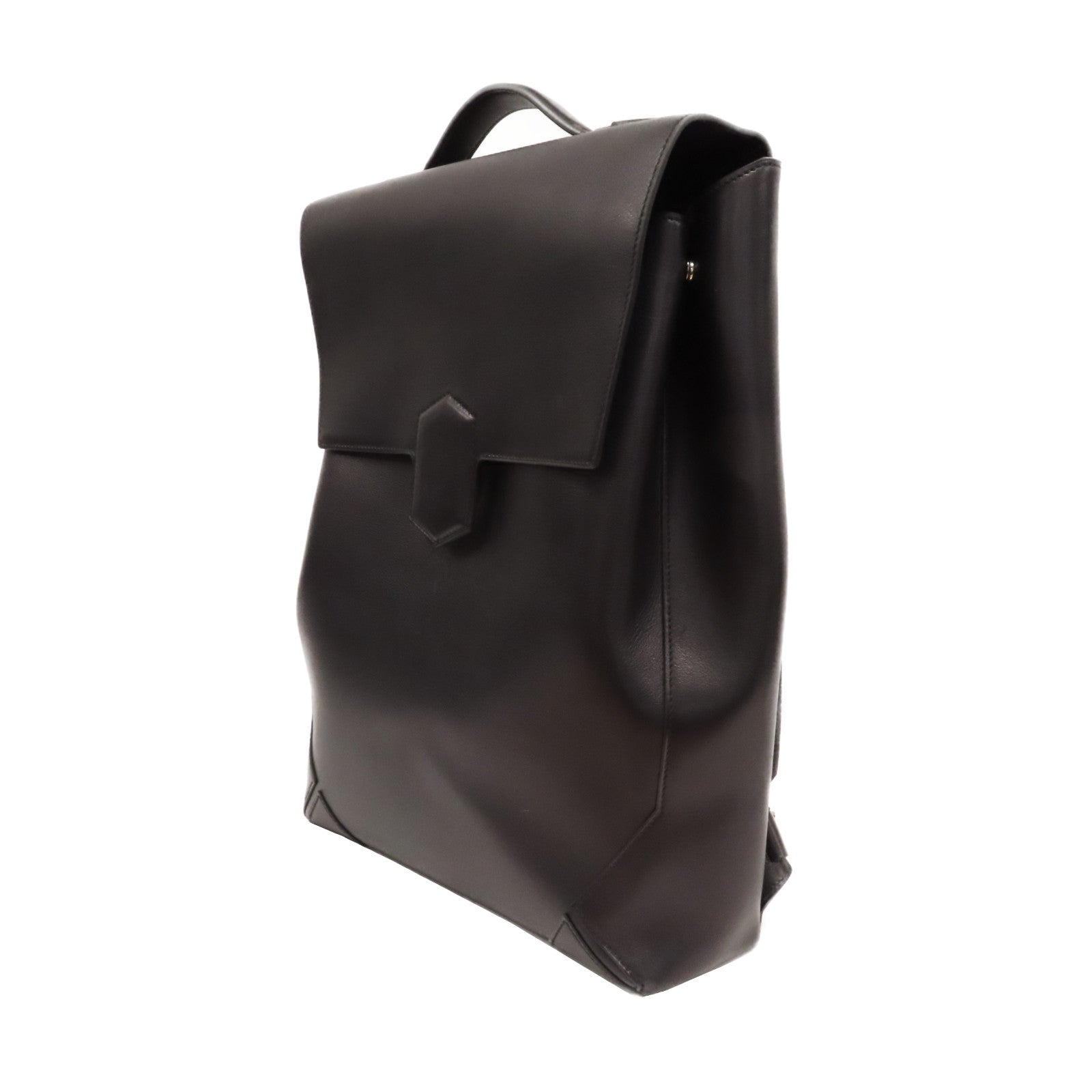 HERMES Evergrain皮革Flash Backpack銀扣背包黑色