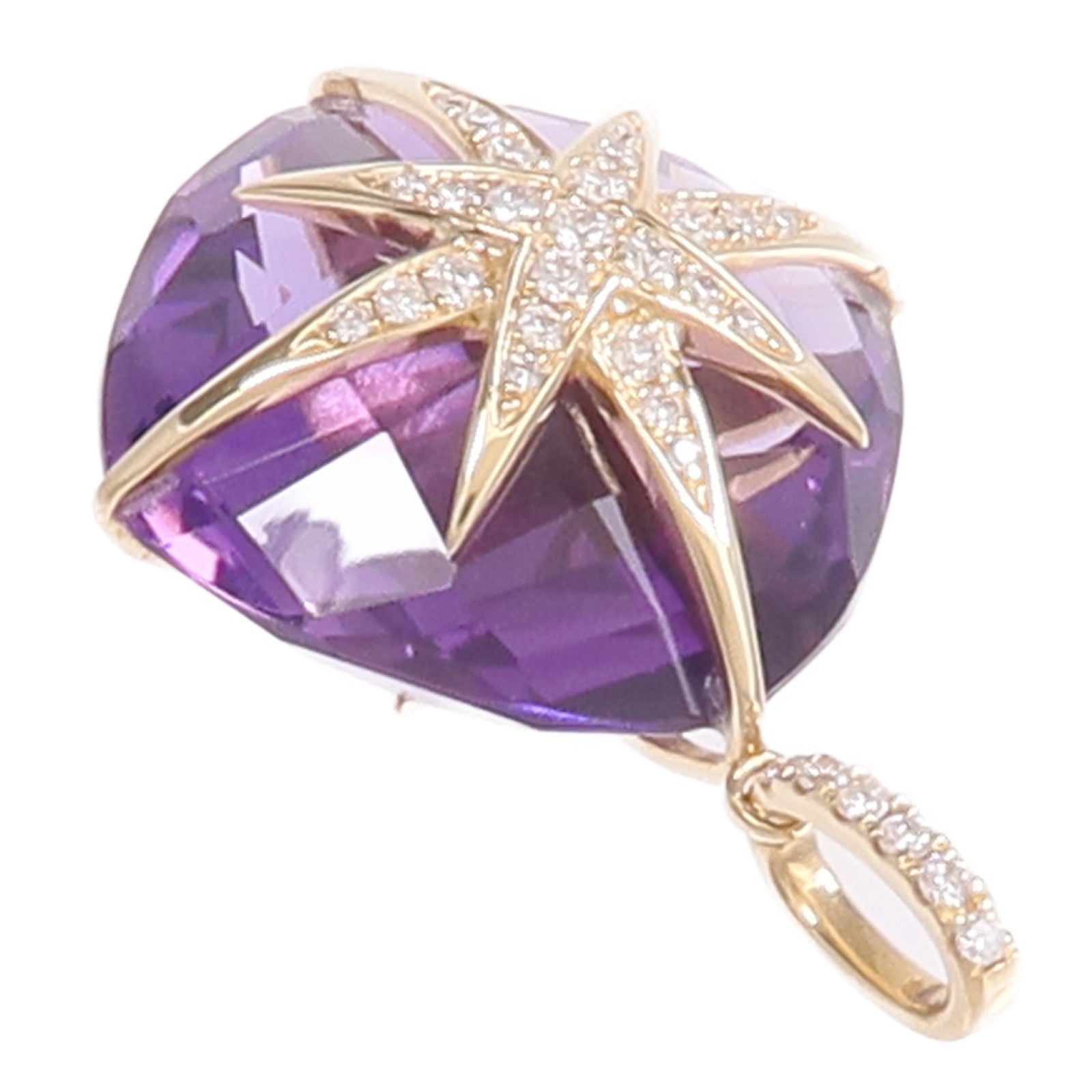 JEWELRY 18K黃金Amethyst Pendant Top紫晶/鑽石吊墜