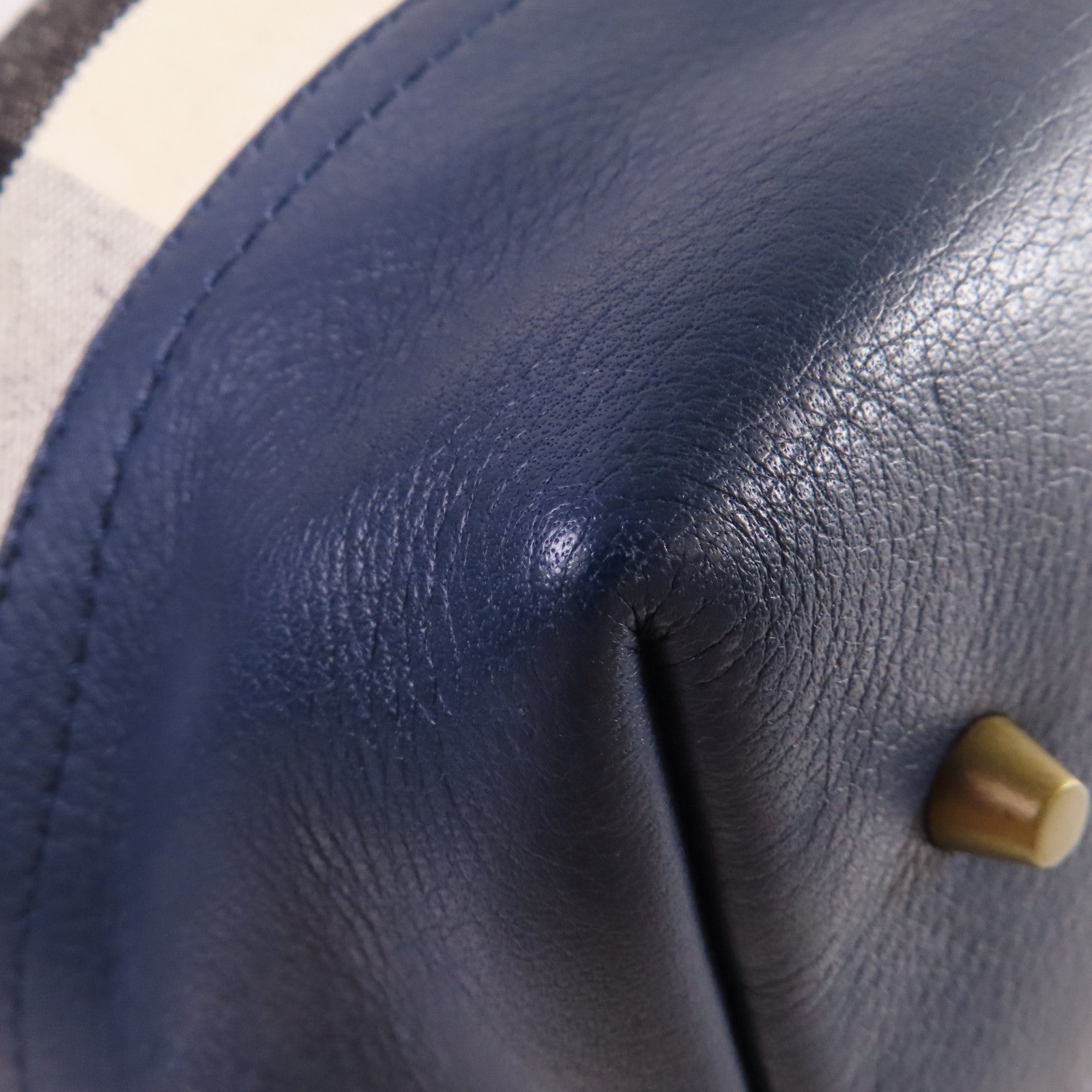 BURBERRY 帆布/牛皮皮革2Way Shoulder Bag金扣手挽肩背兩用袋啡色/藍色