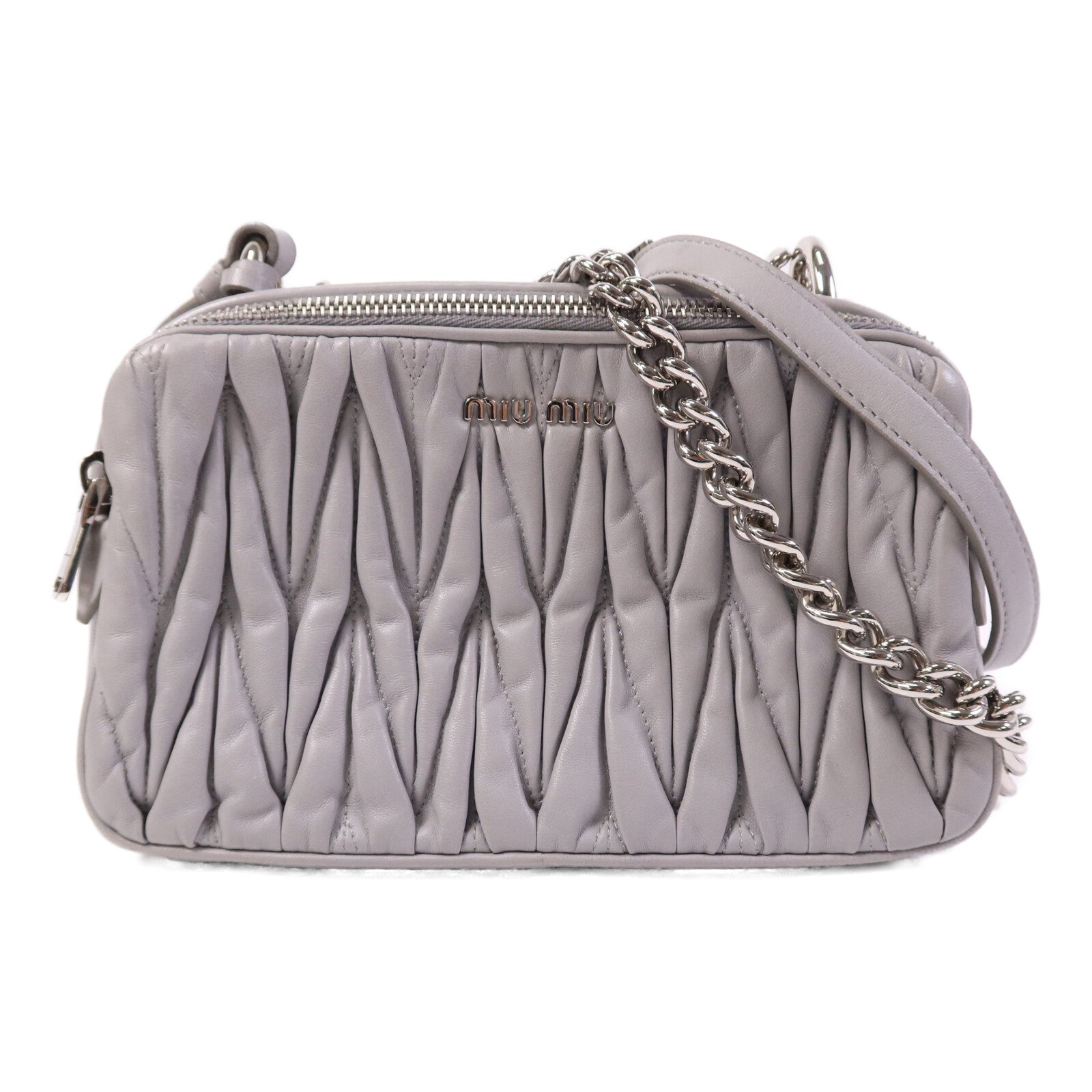 Miu Miu 羊皮皮革Shoulder Bag銀扣鏈帶肩背袋