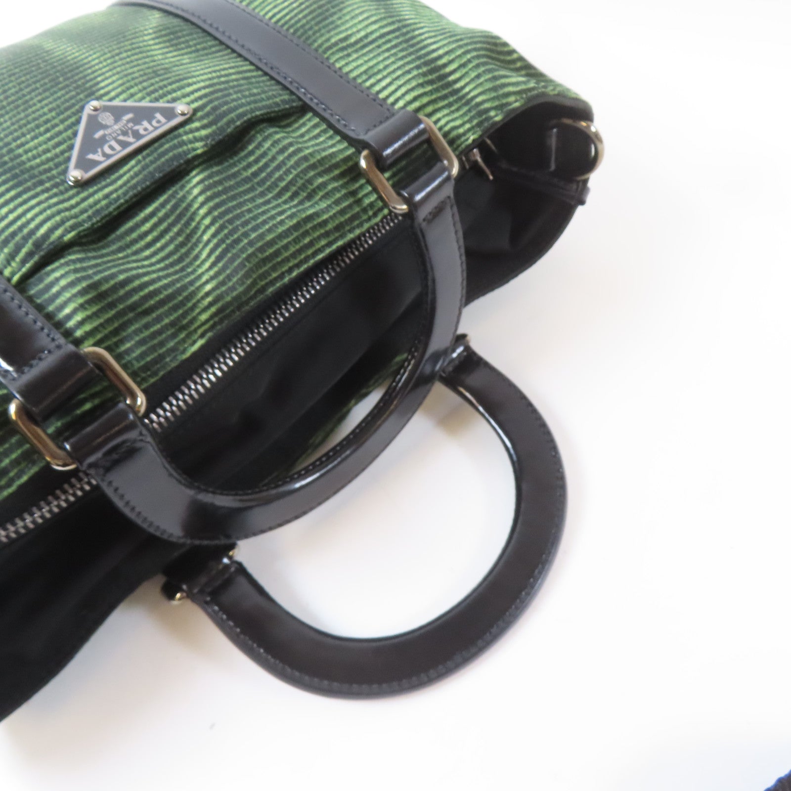 PRADA 尼龍2 Way Shoulder Bag銀扣手挽肩背兩用袋綠色