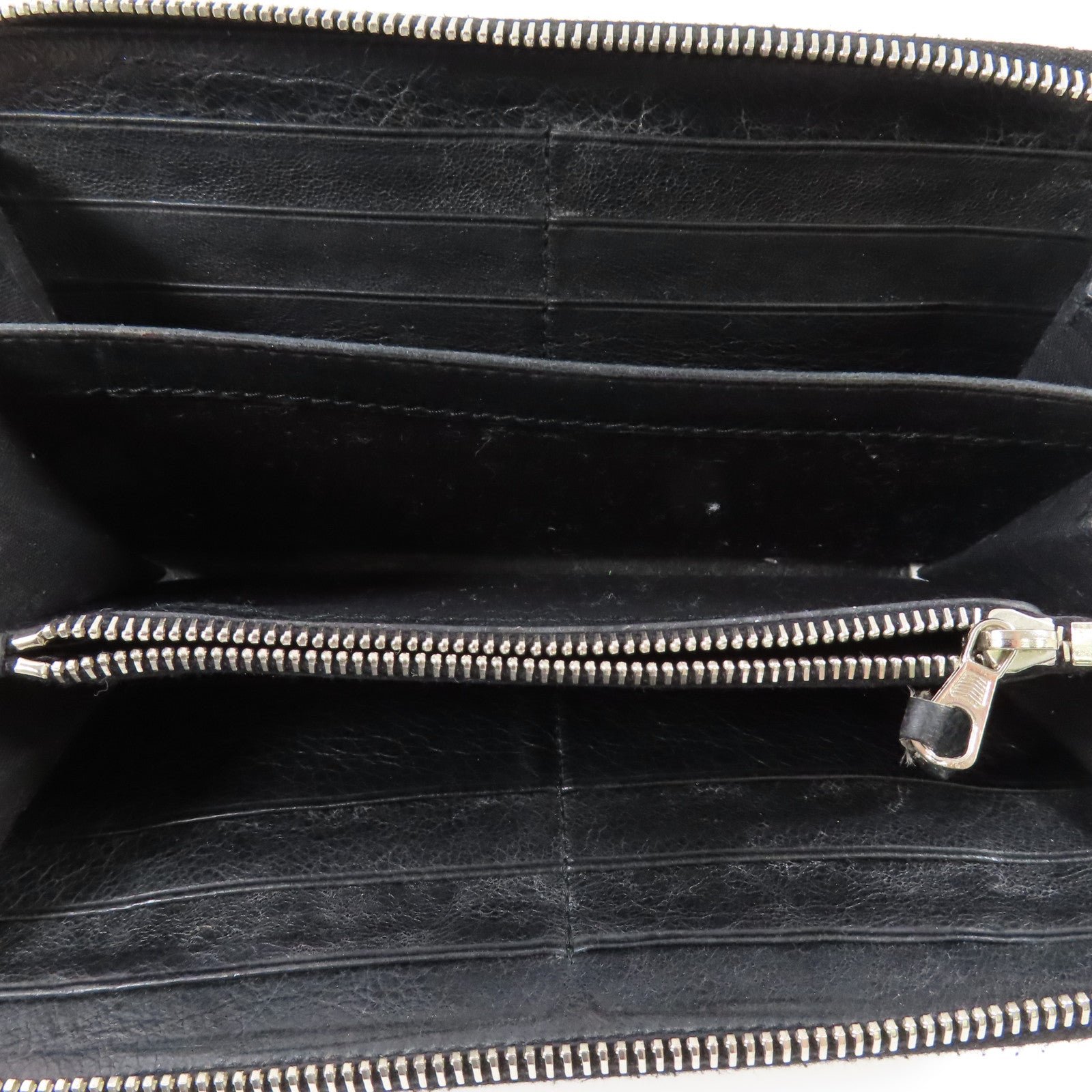 BALENCIAGA 牛皮皮革Long Wallet銀扣長錢包黑色