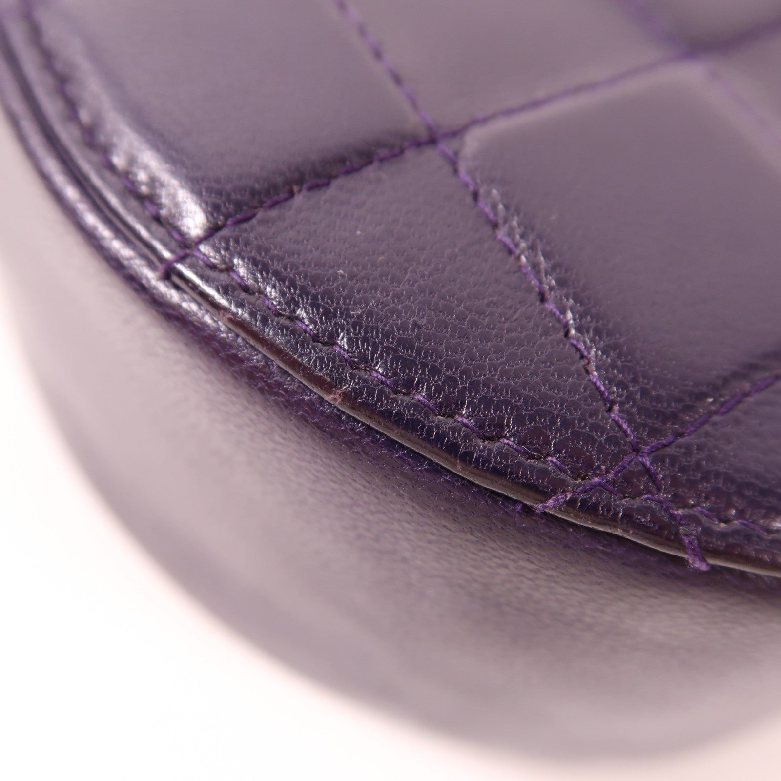 CHANEL CC GHW Chain Shoulder Bag Calfskin Leather Purple