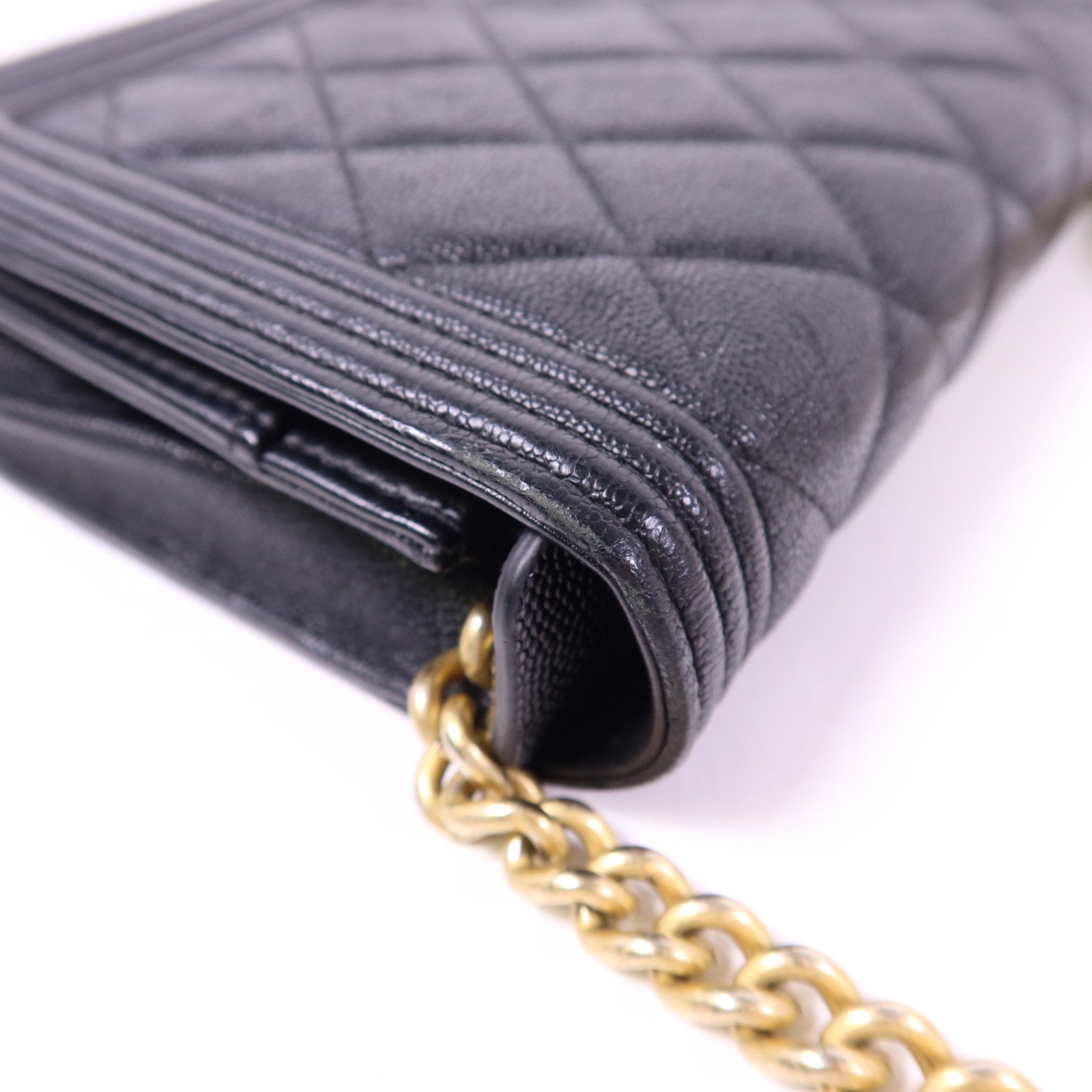 CHANEL 牛皮皮革Boy WOC Wallet On Chain金扣鏈帶肩背袋