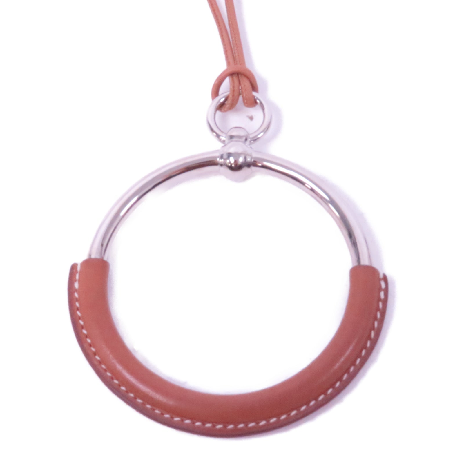 HERMES 【激減優惠】皮革/金屬Necklace項鍊啡色/銀色