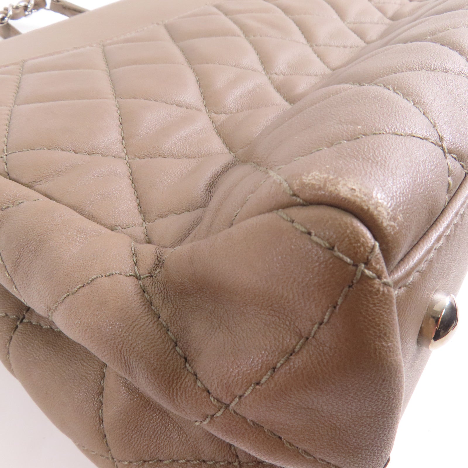 CHANEL 牛皮皮革Chain Shoulder銀扣鏈帶肩背袋