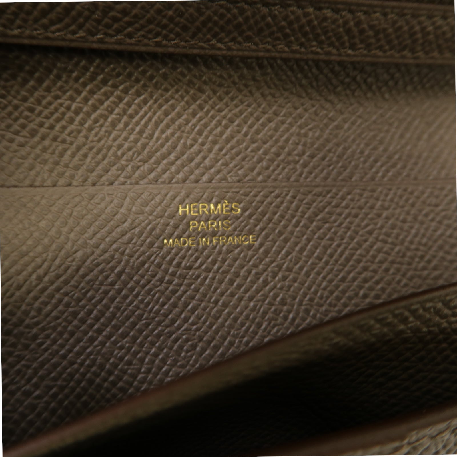 HERMES Epsom皮革Bearn Wallet金扣長錢包灰色