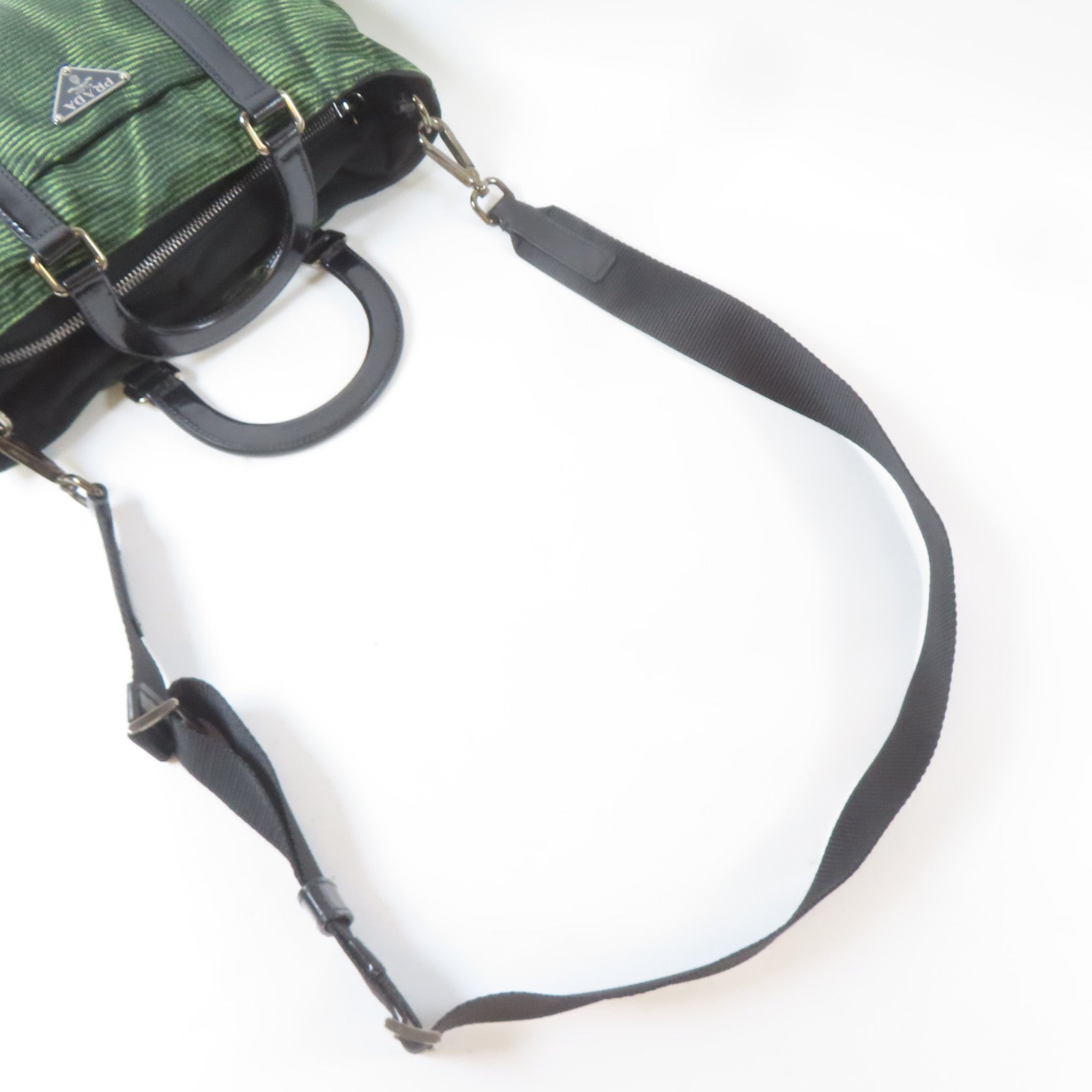 PRADA 尼龍2 Way Shoulder Bag銀扣手挽肩背兩用袋綠色