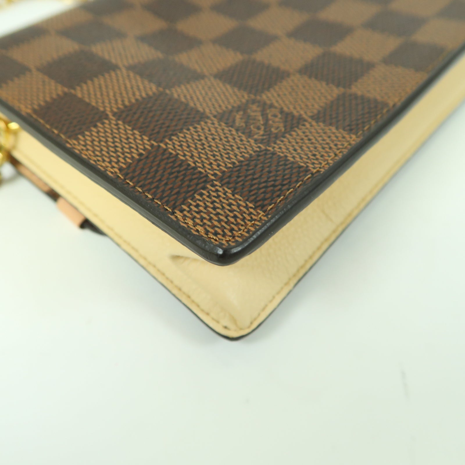 LOUIS VUITTON Damier Vavin Chain Wallet金扣鏈帶肩背袋啡色/米色