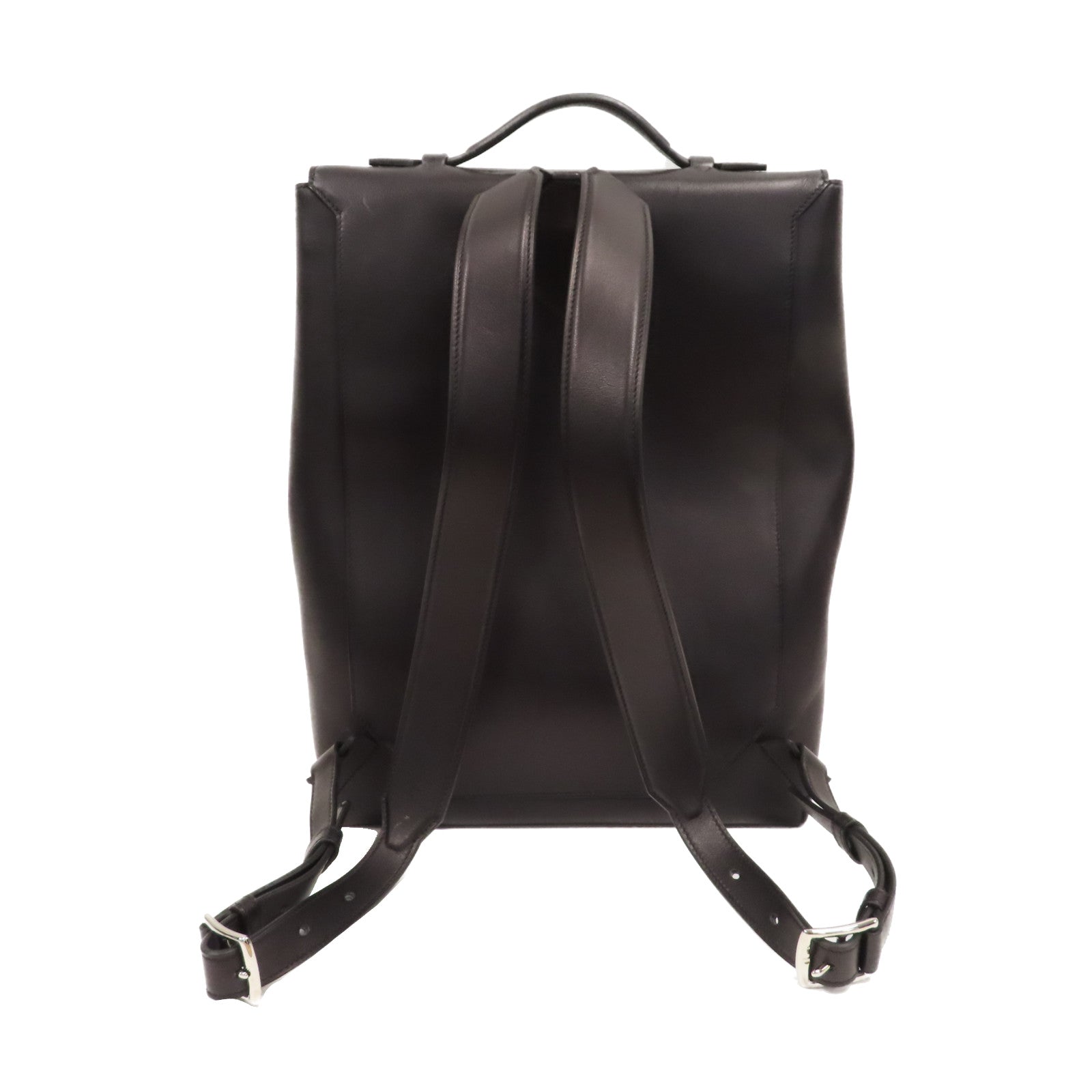 HERMES Evergrain皮革Flash Backpack銀扣背包黑色