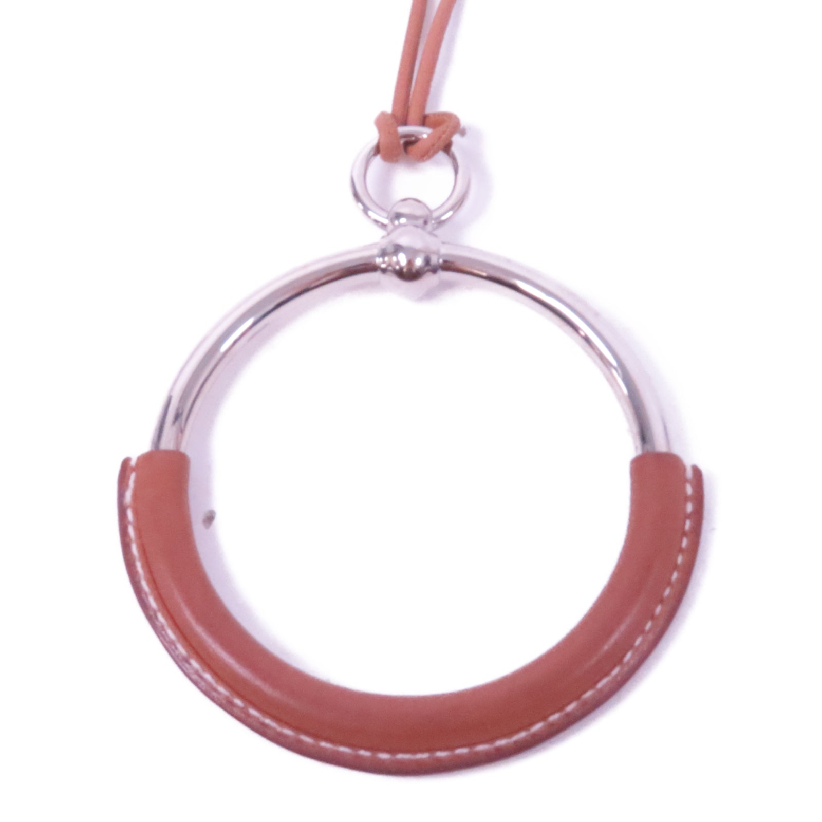 HERMES 【激減優惠】皮革/金屬Necklace項鍊啡色/銀色
