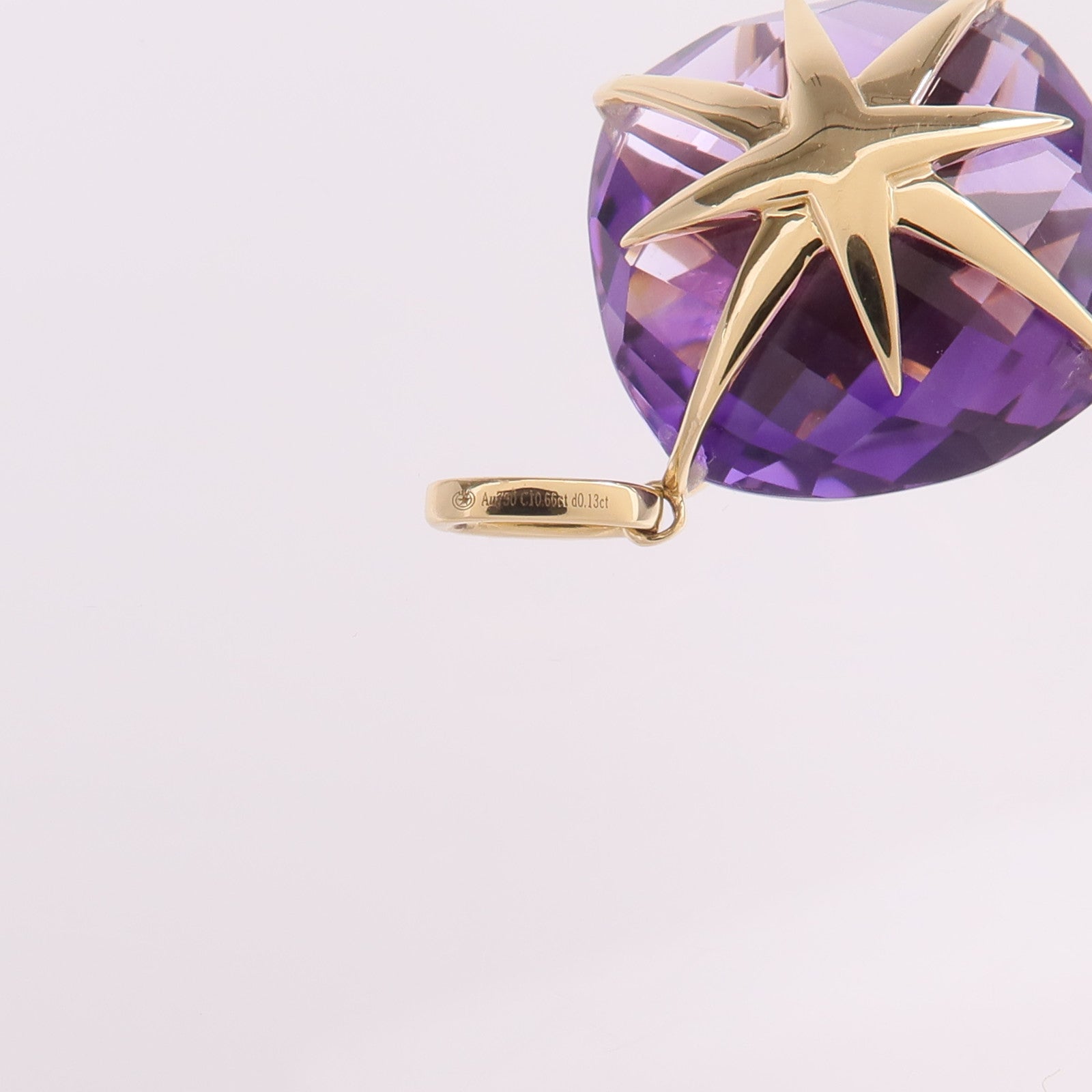 JEWELRY 18K黃金Amethyst Pendant Top紫晶/鑽石吊墜