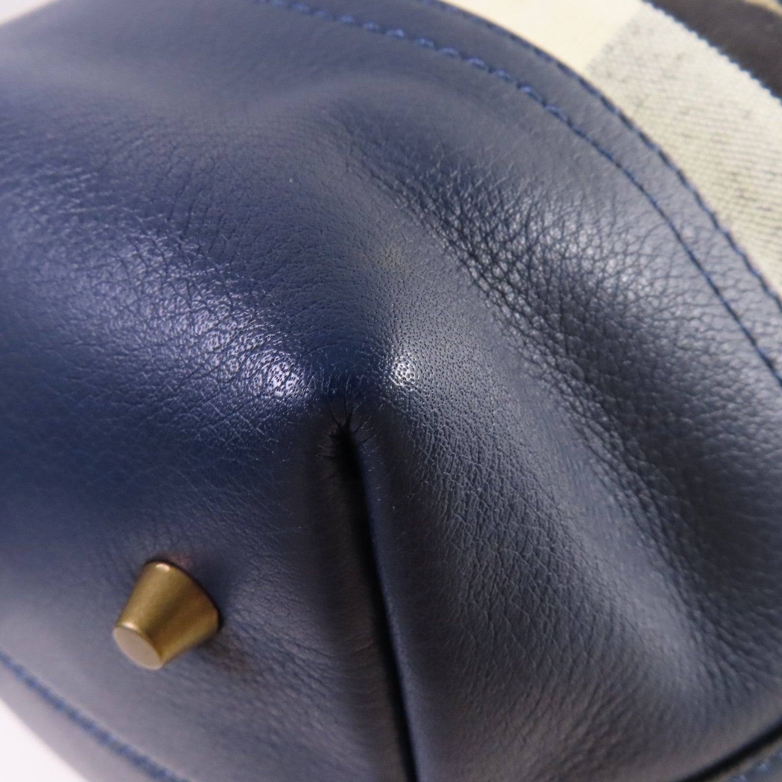 BURBERRY 帆布/牛皮皮革2Way Shoulder Bag金扣手挽肩背兩用袋啡色/藍色
