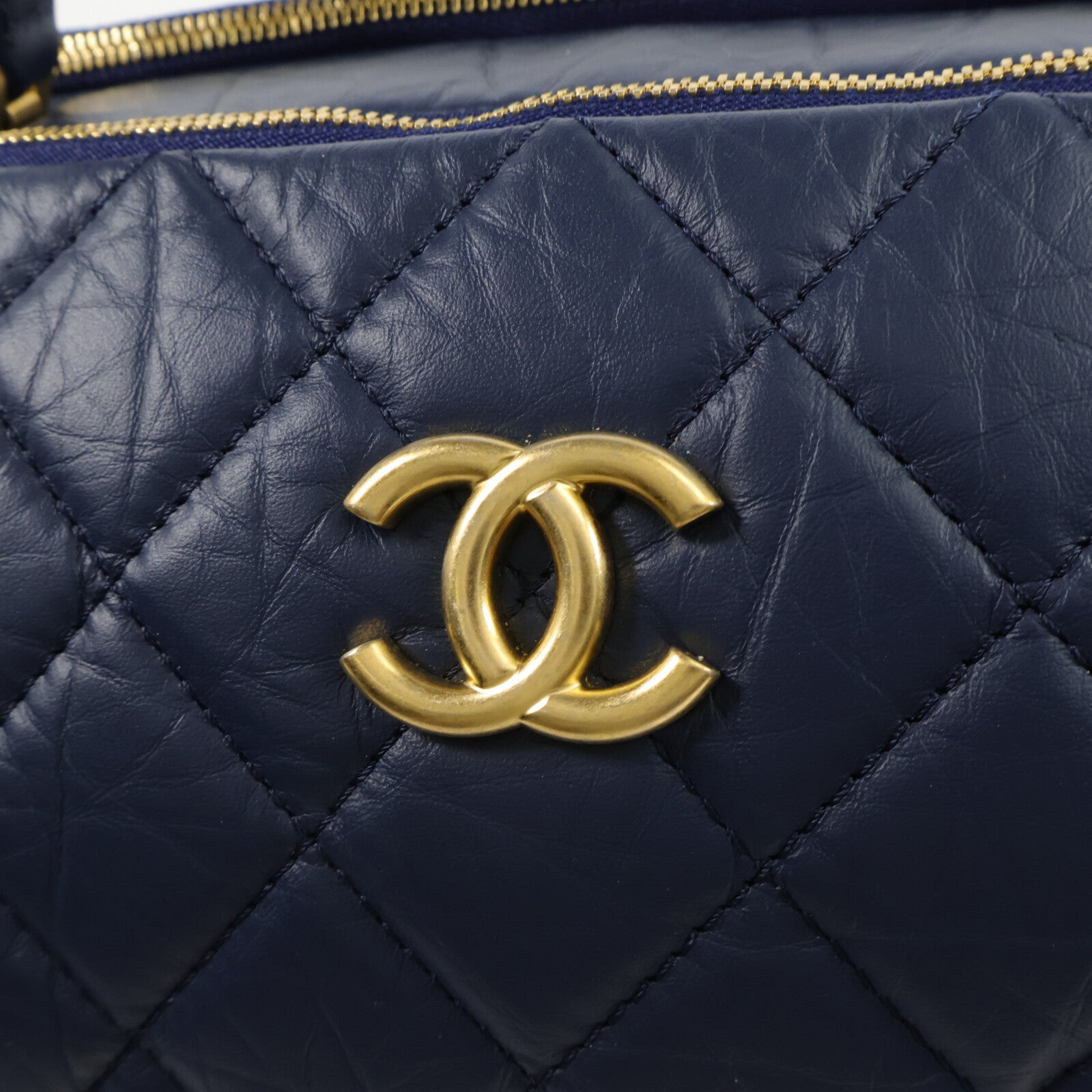 CHANEL 牛皮皮革Bowling Bag鏈帶手挽肩背兩用袋