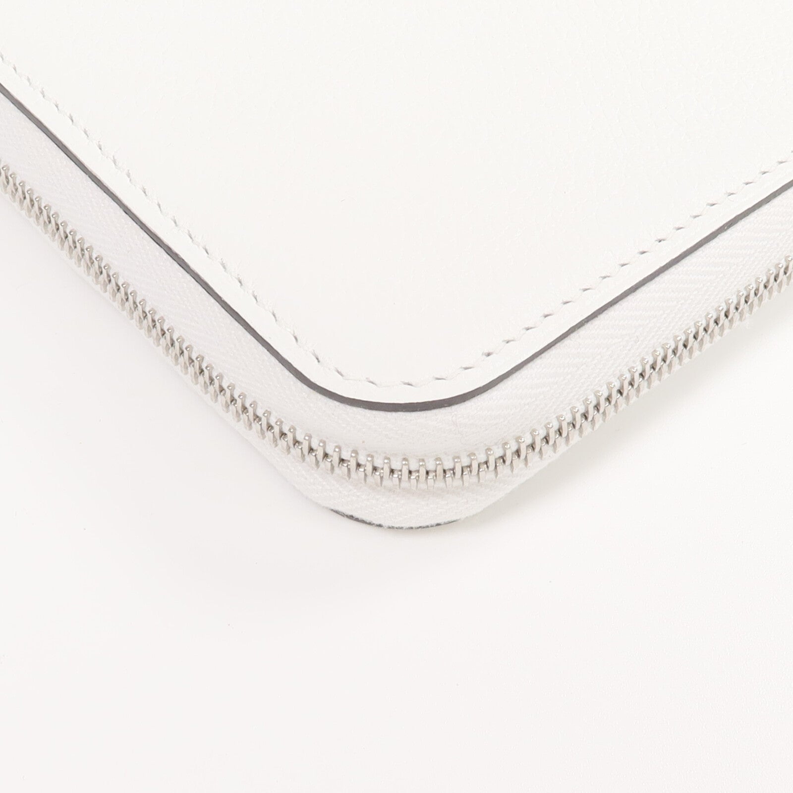 HERMES Evercolor皮革Silk In Compact Wallet銀扣錢包New White