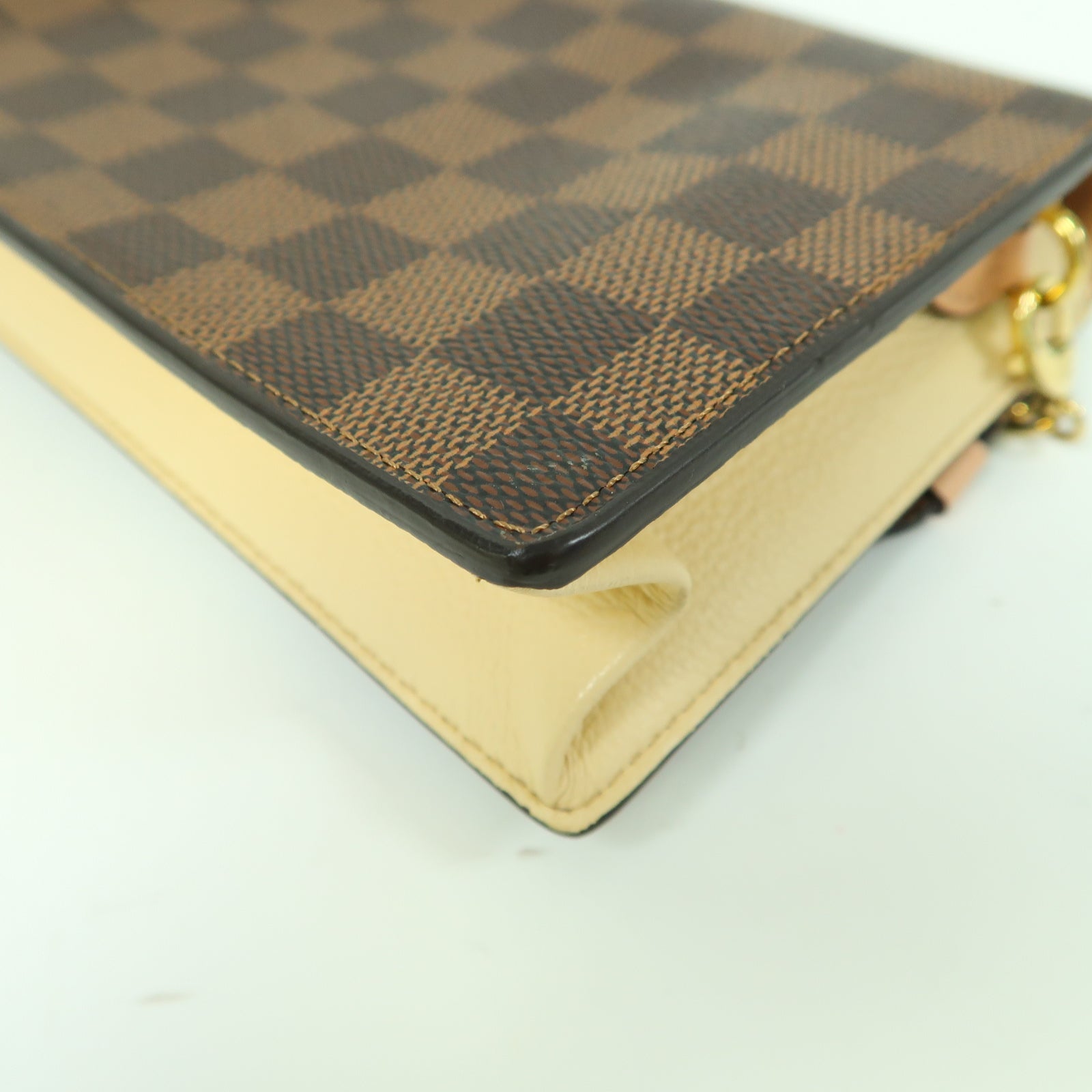 LOUIS VUITTON Damier Vavin Chain Wallet金扣鏈帶肩背袋啡色/米色