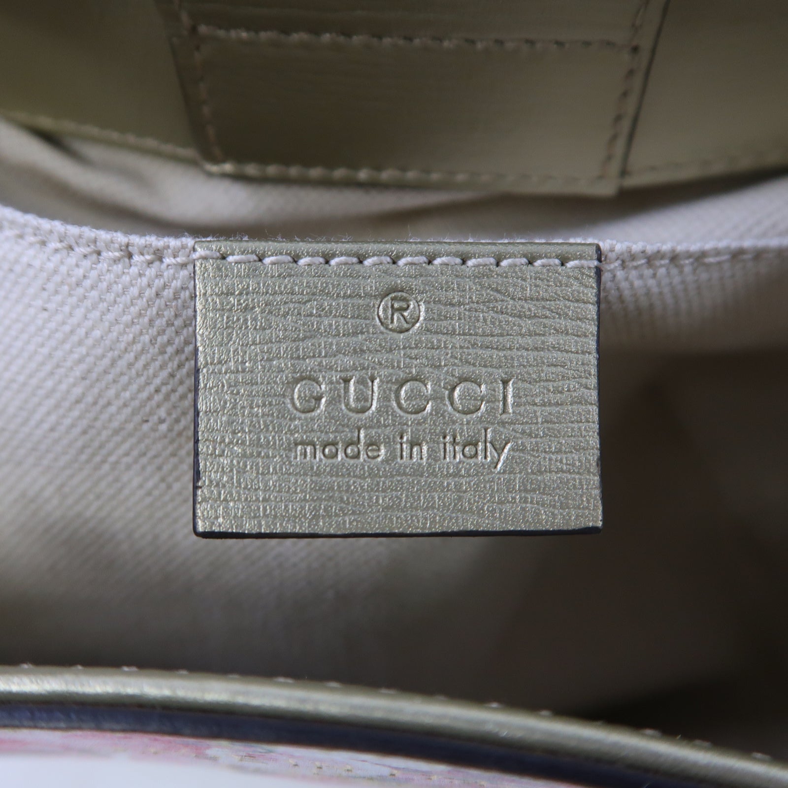 GUCCI 牛皮皮革Mini Bamboo Shopper金扣手挽肩背兩用袋金色