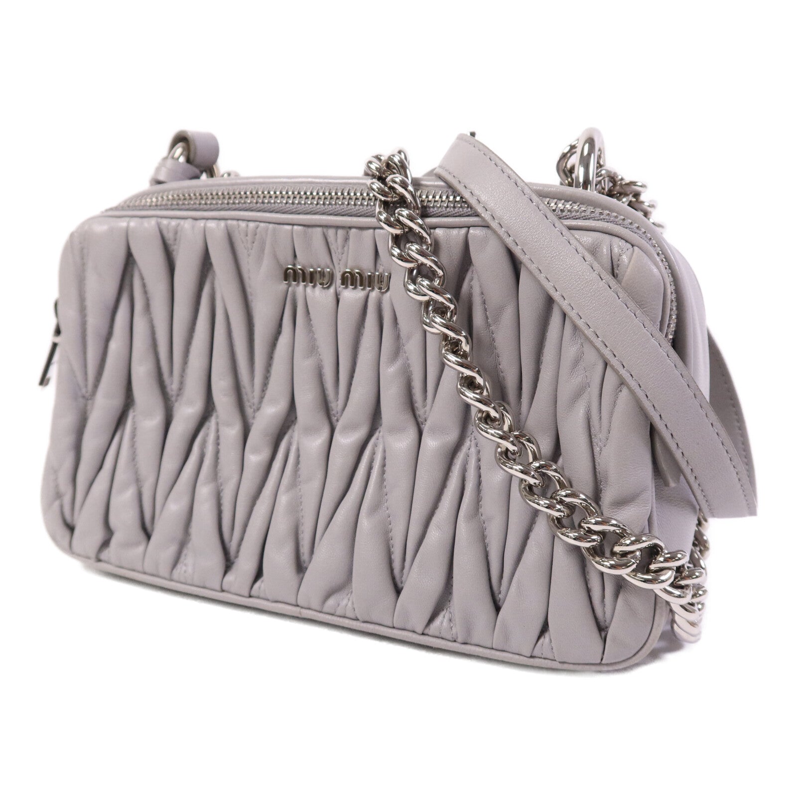 Miu Miu 羊皮皮革Shoulder Bag銀扣鏈帶肩背袋