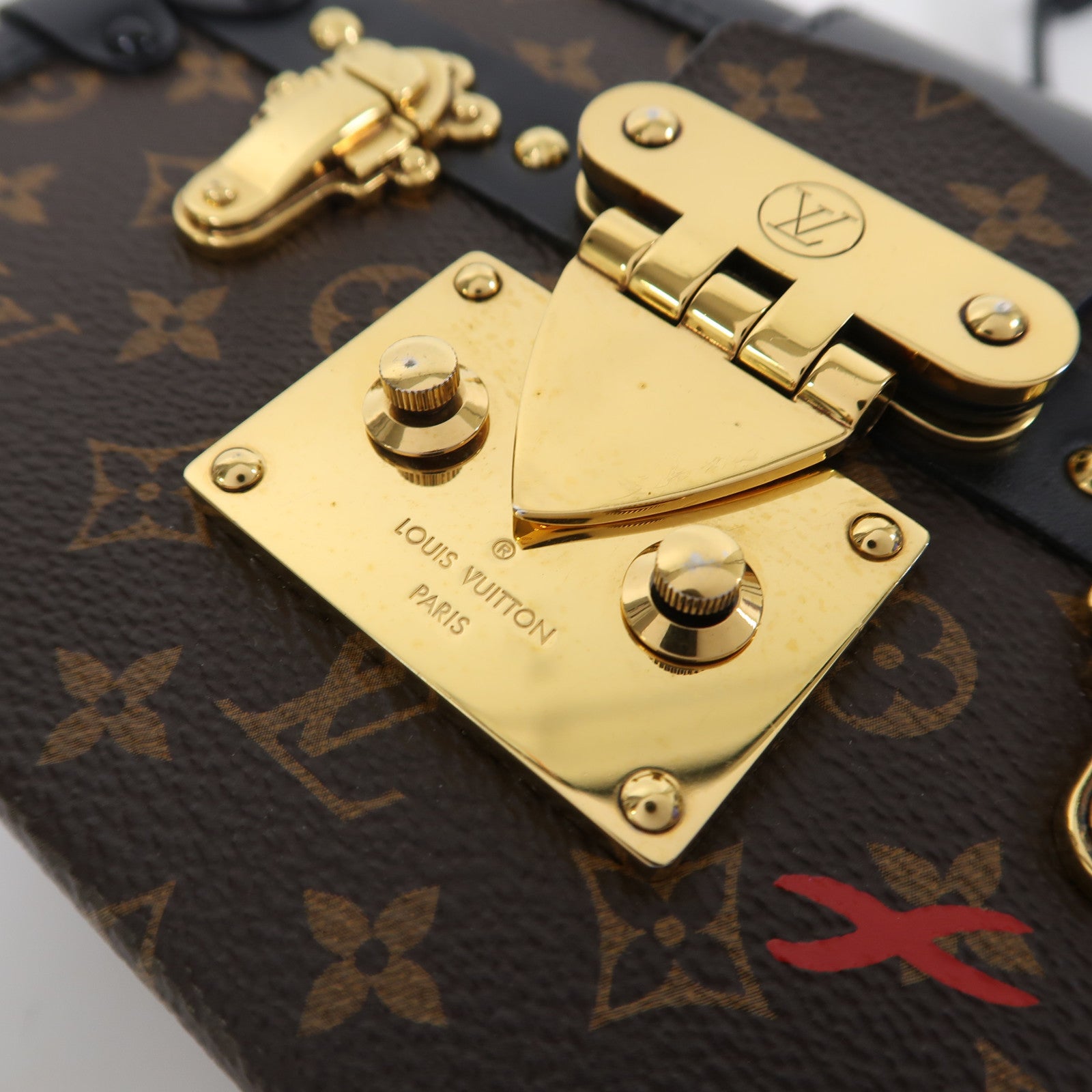 LOUIS VUITTON Monogram Petite Malle金扣肩背袋啡色