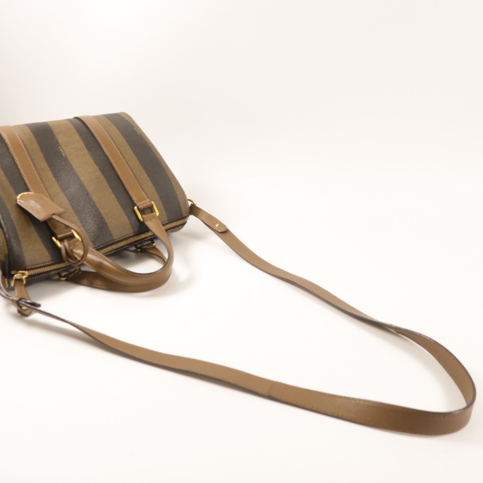 FENDI 塗層帆布Boston Bag金扣手挽肩背兩用袋