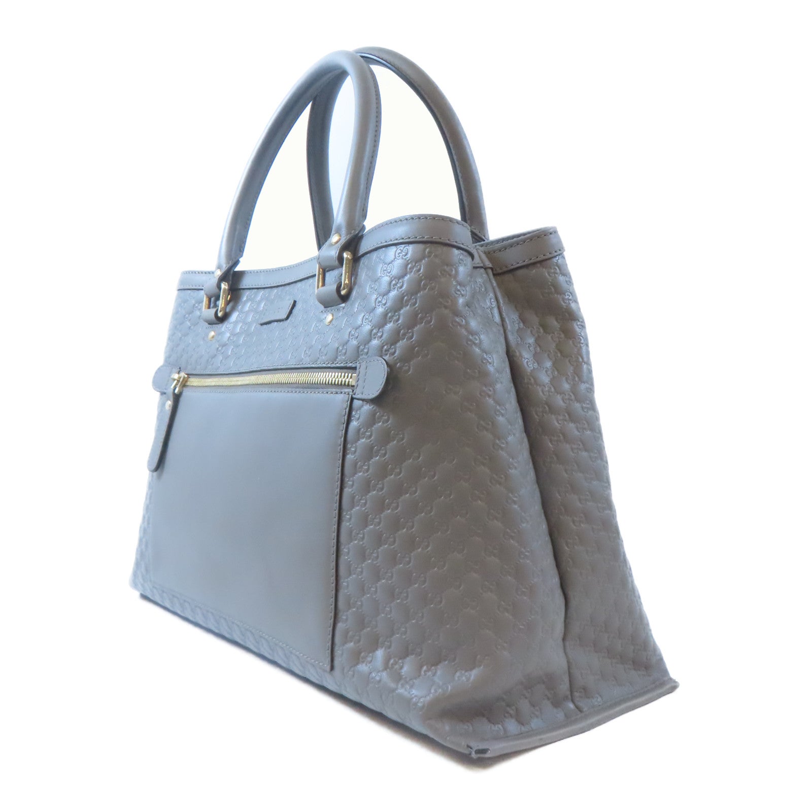 GUCCI 牛皮皮革Guccissima金扣手挽肩背兩用袋灰色