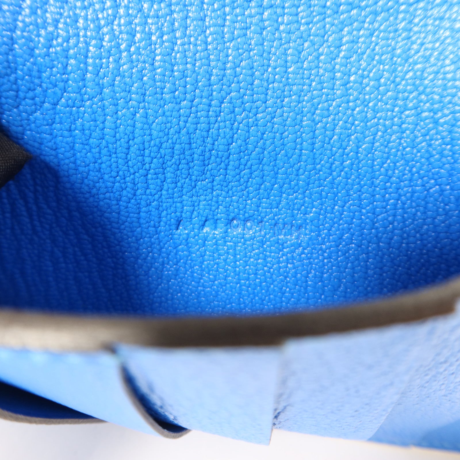 HERMES Chevre皮革Kelly Short Wallet銀扣錢包Bleu Electrique