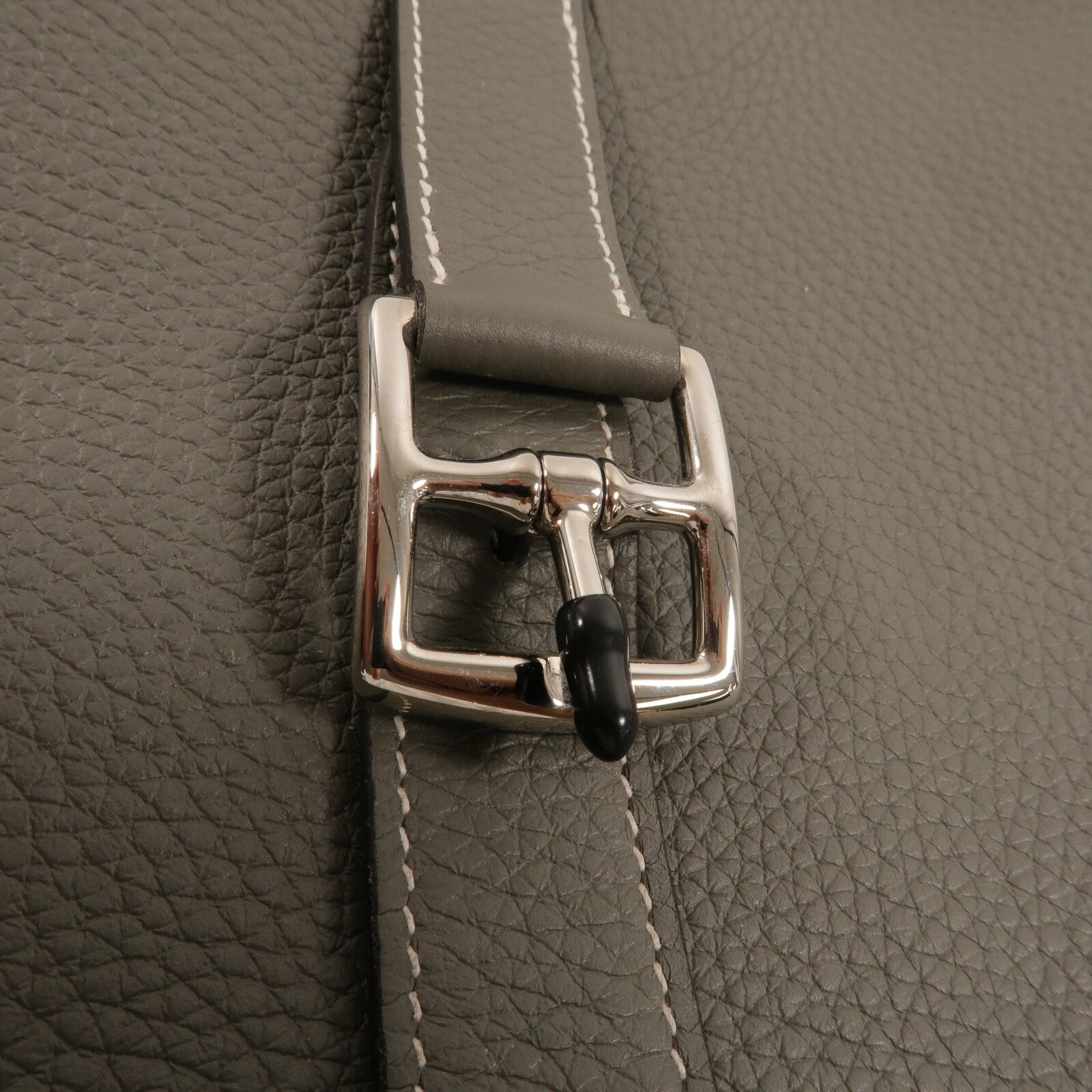 HERMES Clemence皮革Halzan 31手挽肩背兩用袋Gris Meyer
