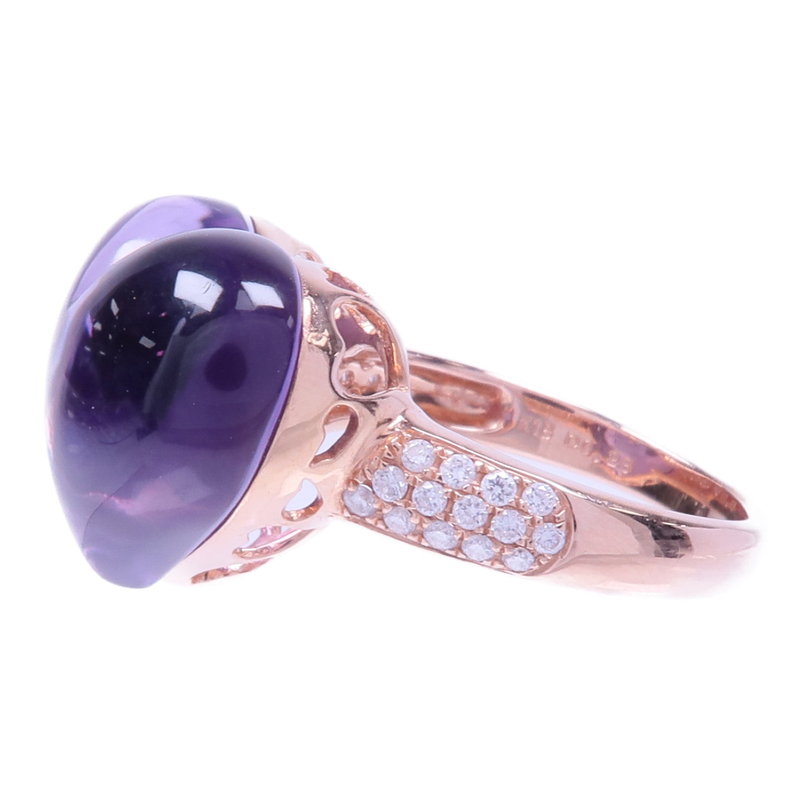 JEWELRY 18K黃金Amethyst Diamond Ring紫晶/鑽石戒指US#7.5