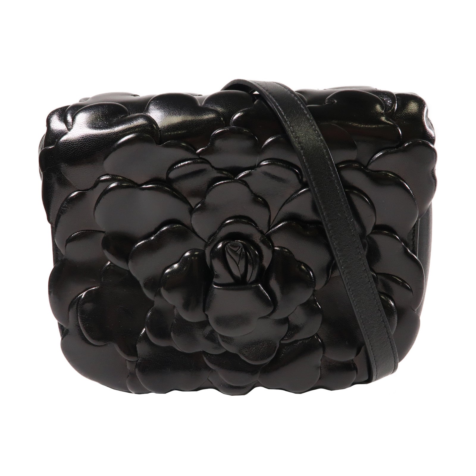 Valentino 牛皮皮革Shoulder Bag銀扣肩背袋黑色