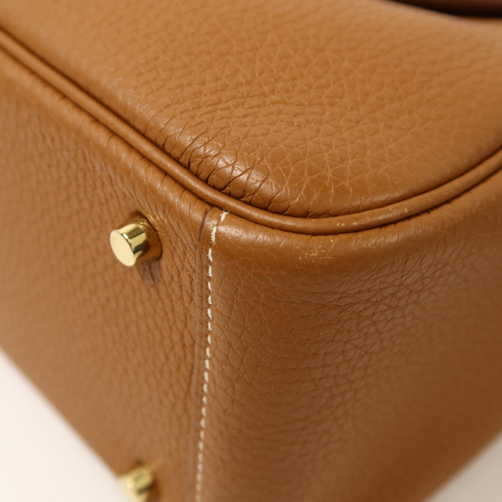 HERMES Clemence皮革Mini Lindy金扣手挽肩背兩用袋Gold