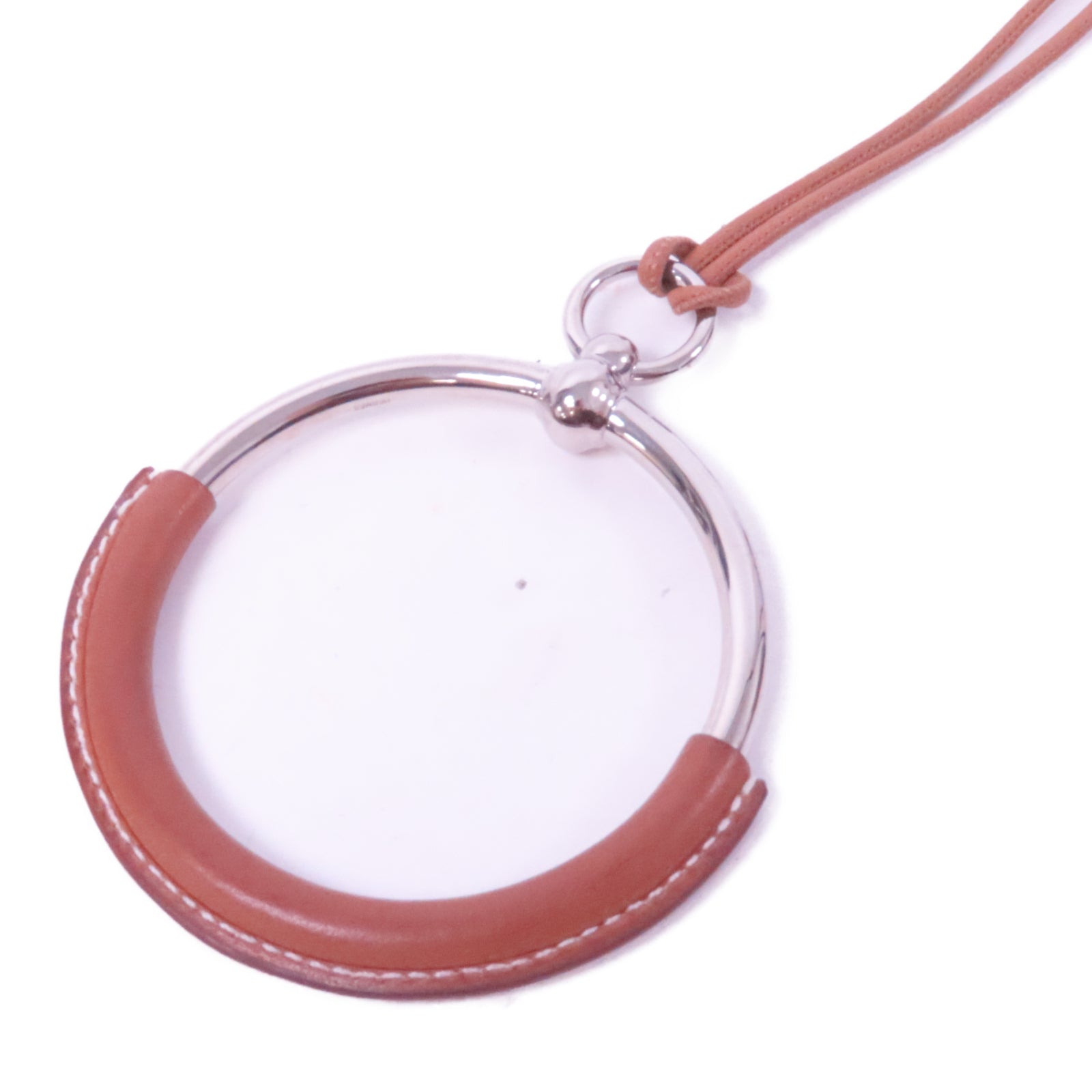 HERMES 【激減優惠】皮革/金屬Necklace項鍊啡色/銀色