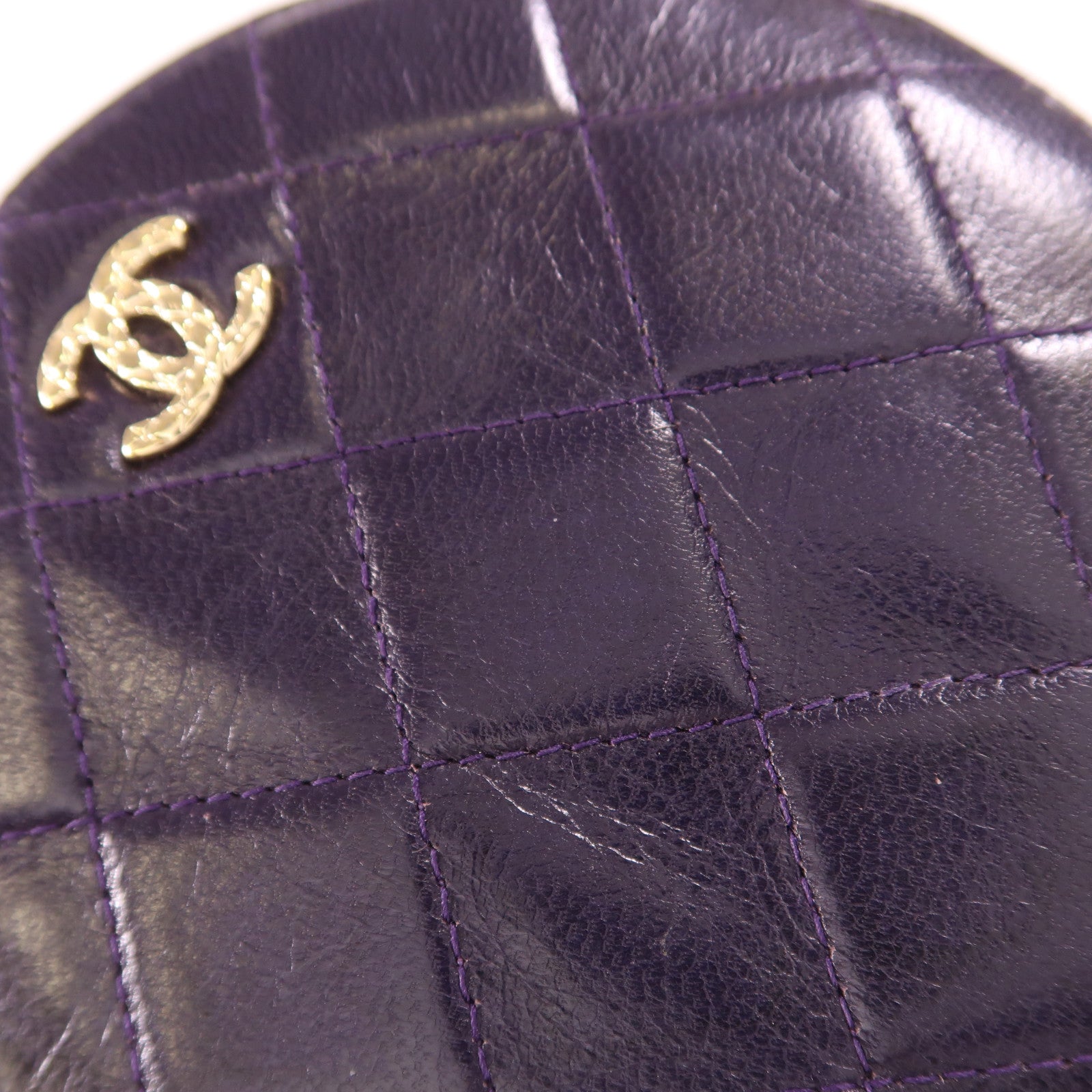 CHANEL CC GHW Chain Shoulder Bag Calfskin Leather Purple