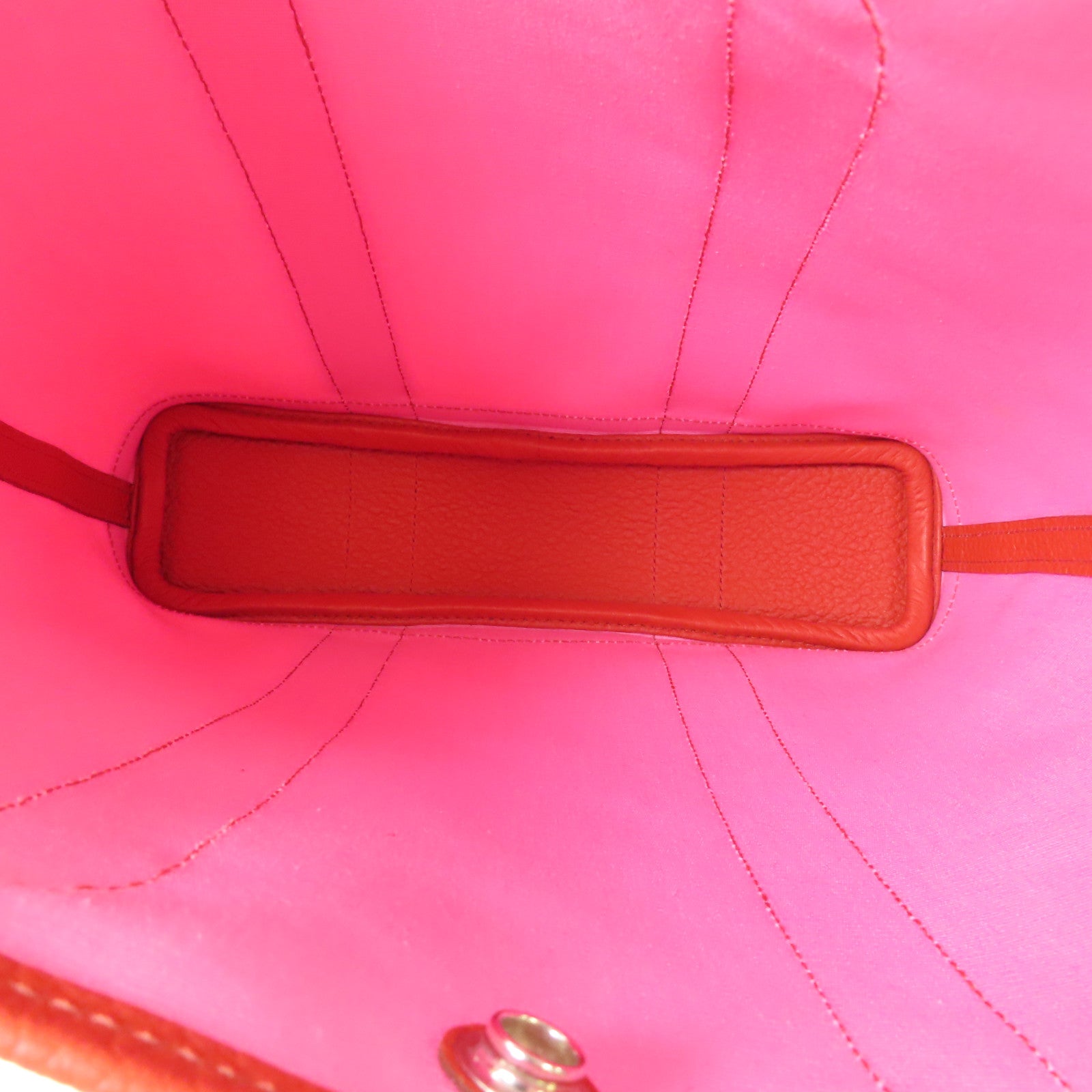 HERMES 帆布Garden File PM銀扣手挽肩背兩用袋Rouge Duchesse