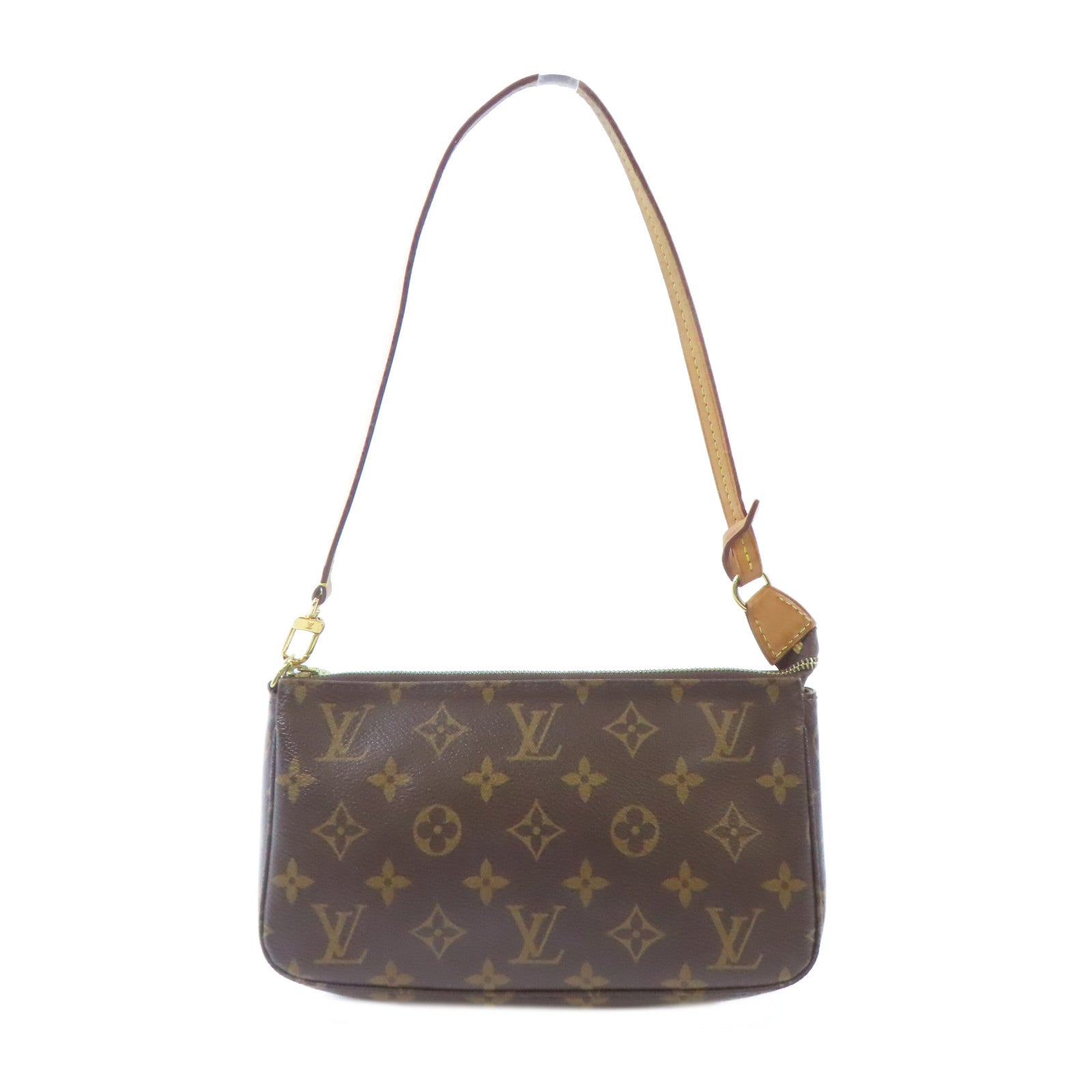 LOUIS VUITTON Monogram Pochette Accessoires金扣肩背袋啡色