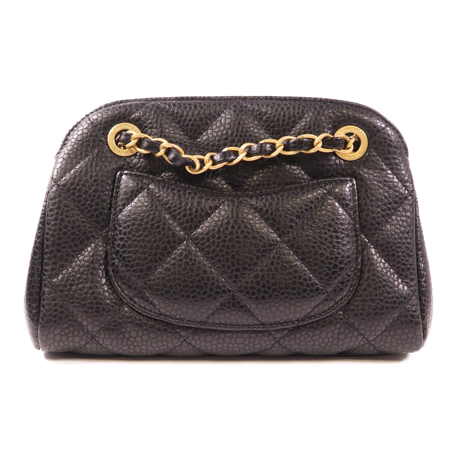 CHANEL 牛皮皮革Bowling Bag金扣鏈帶肩背袋