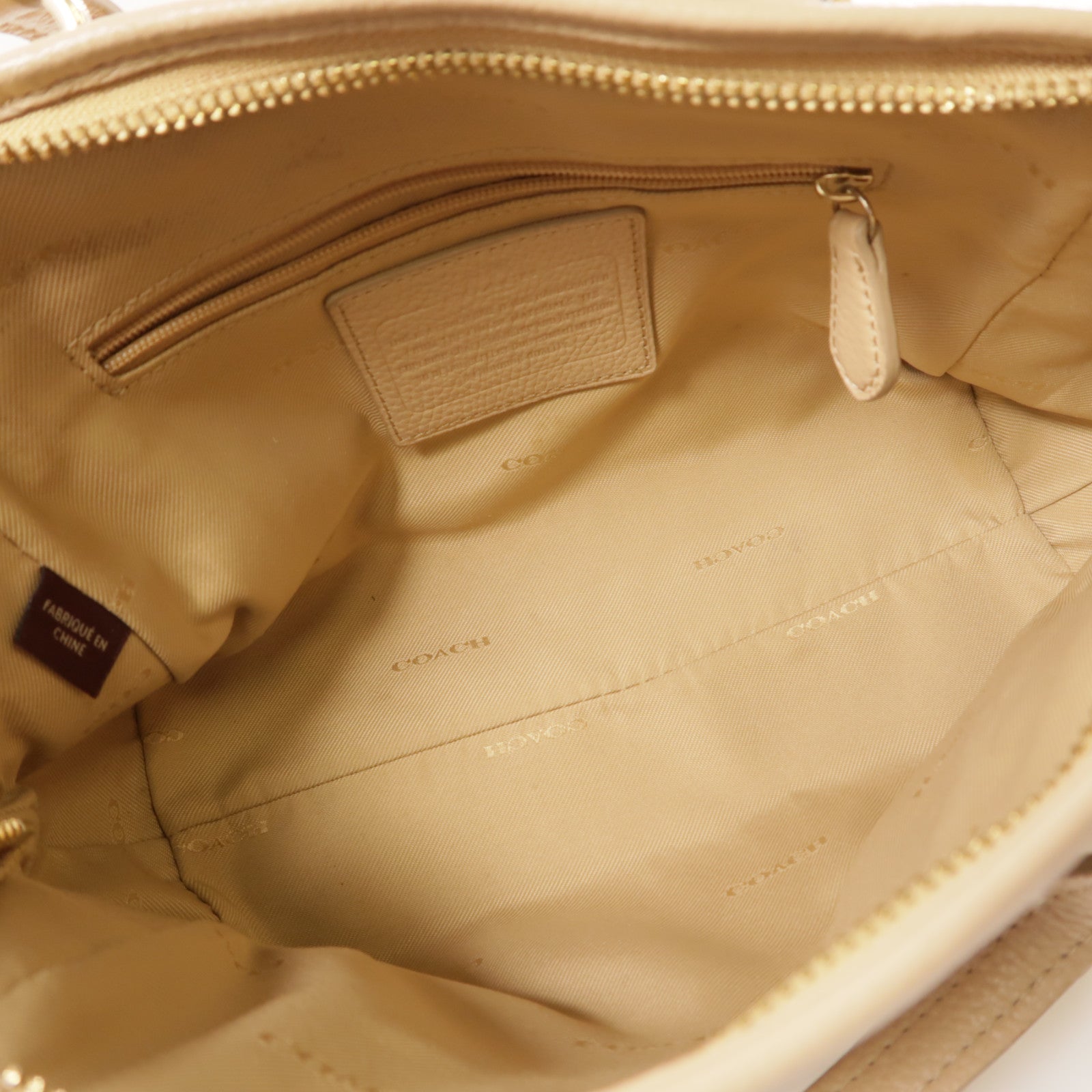 COACH 牛皮皮革Shoulder Bag金扣手挽肩背兩用袋米色