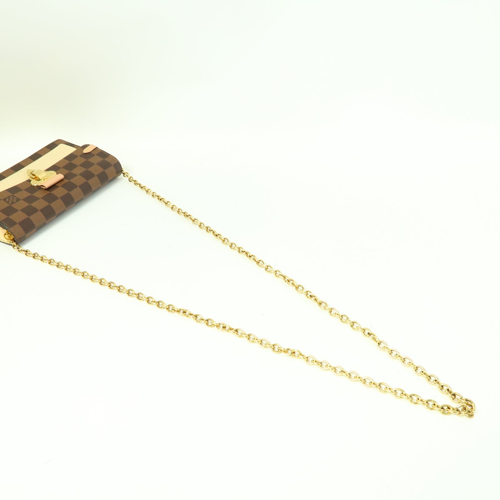 LOUIS VUITTON Damier Vavin Chain Wallet金扣鏈帶肩背袋啡色/米色