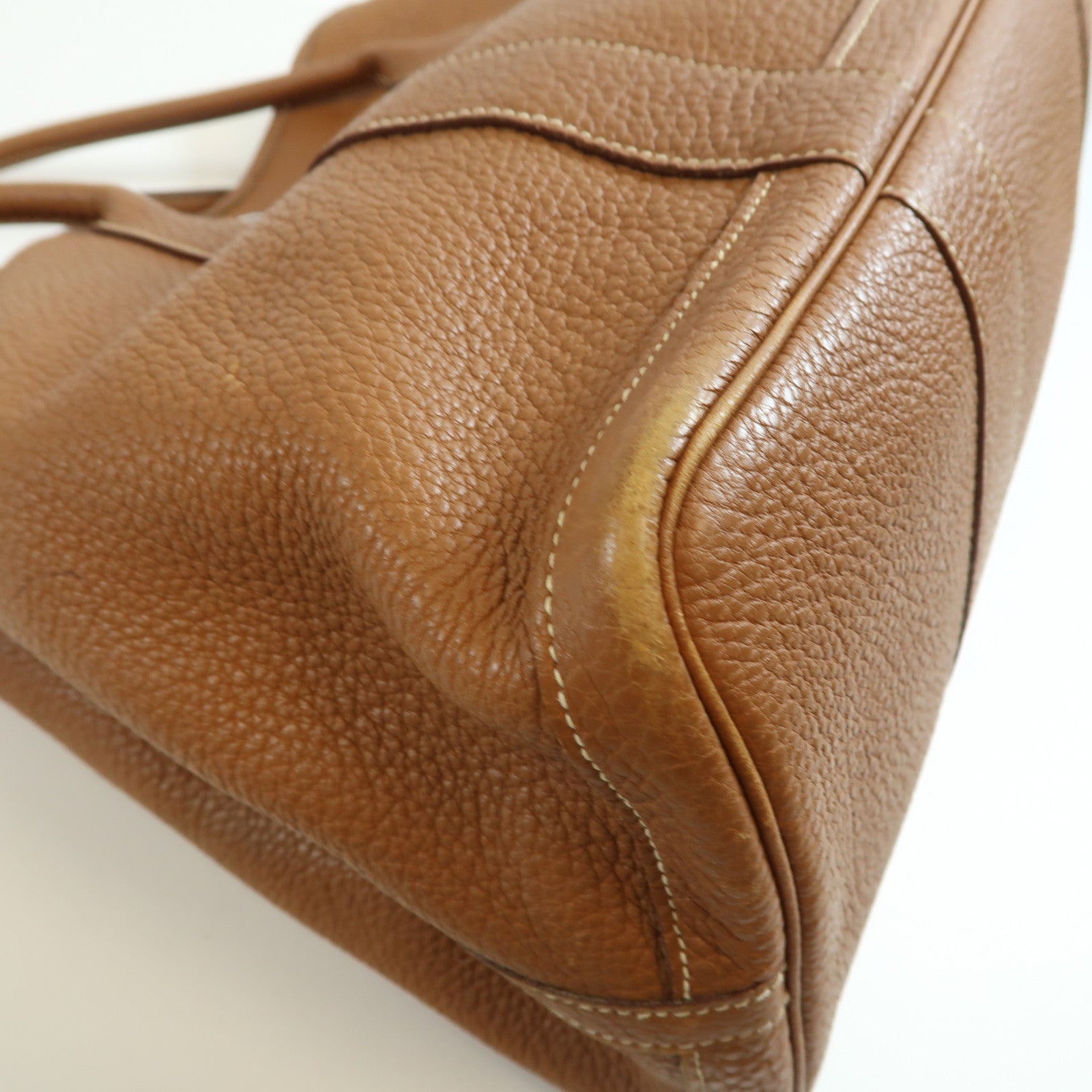 HERMES GHW Garden Party GM Handbag Negonda Leather Brown