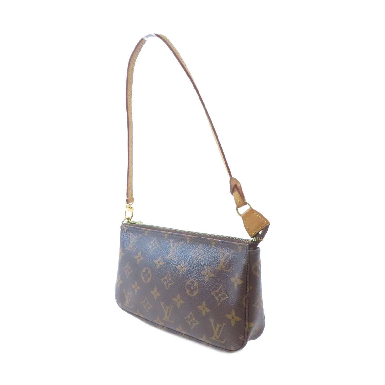 LOUIS VUITTON Monogram Pochette Accessoires金扣肩背袋啡色