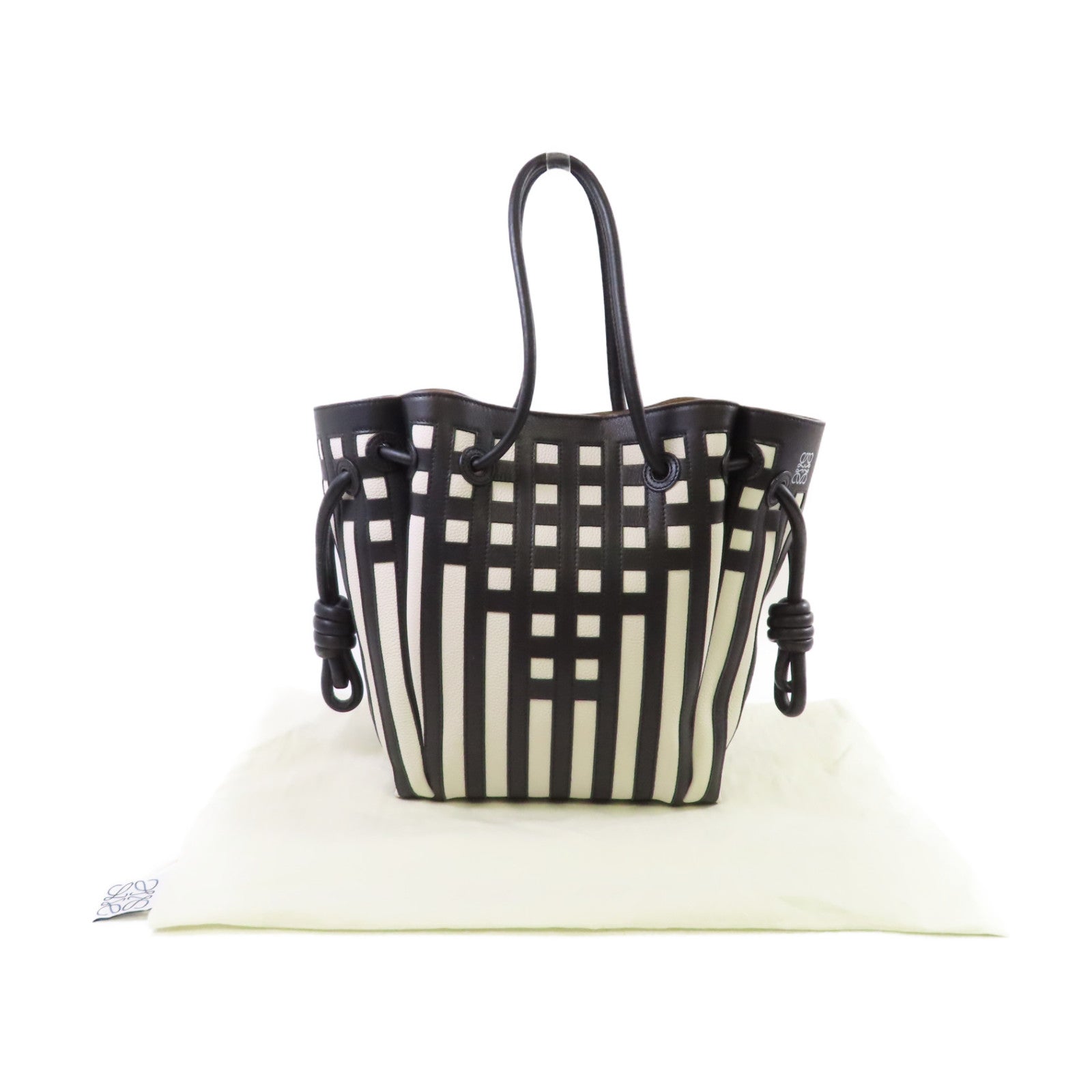 LOEWE 牛皮皮革Tote Bag肩背袋黑色/白色